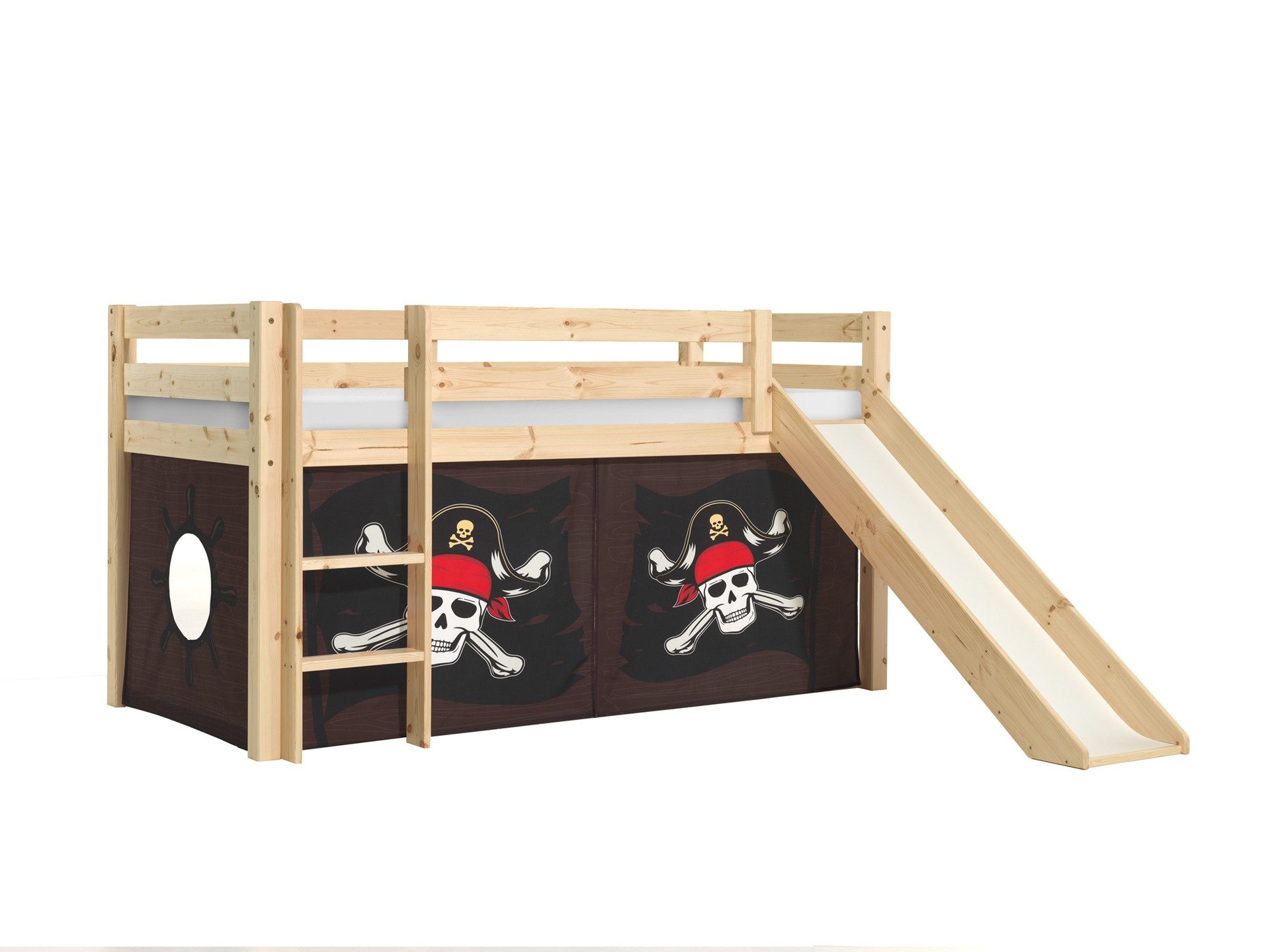 Vipack Spielbett "Pino, Kiefer massiv, mit Rolllattenrost u. Textil-Set, Ma günstig online kaufen