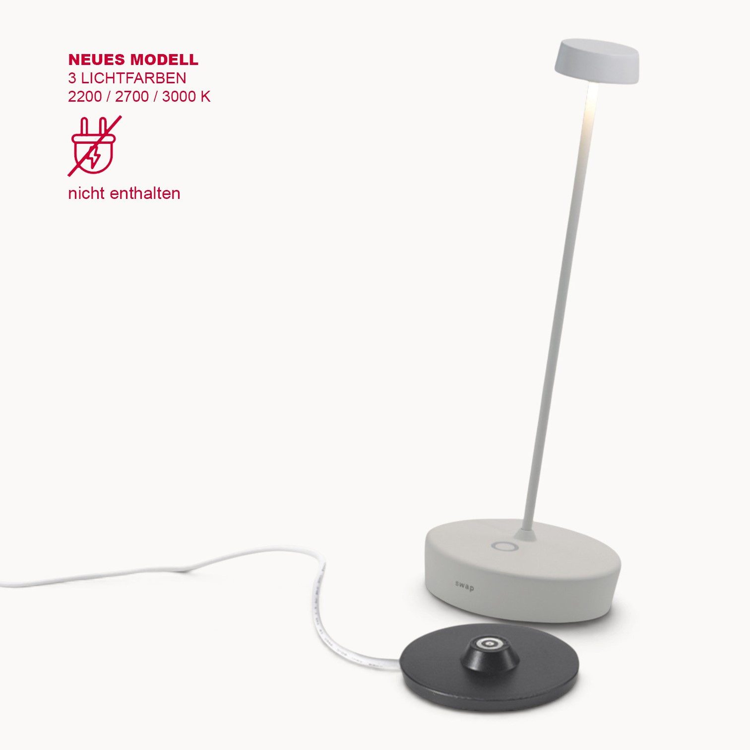 Zafferano LED Tischleuchte Swap Pro, LED fest integriert, 2700K (Gemütlich Weiß)