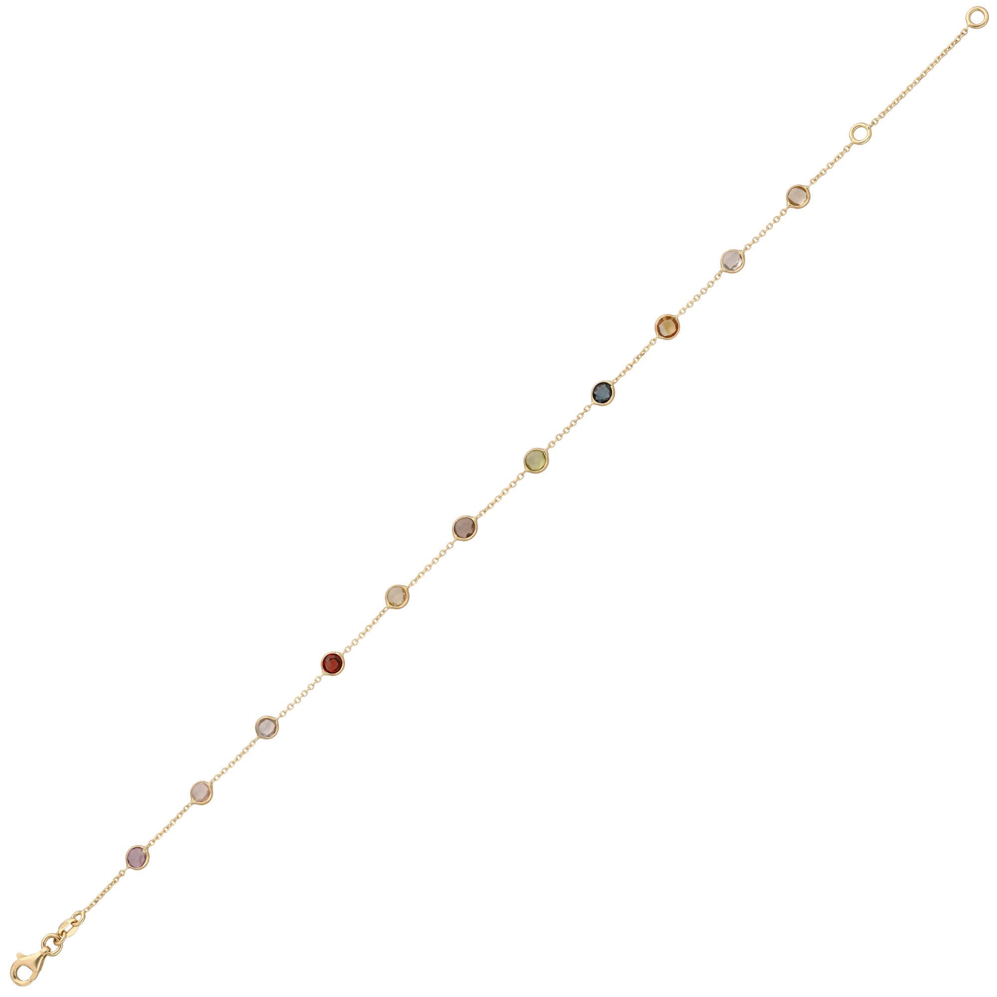 Schmuck Krone Fußkette Fußkette aus 585 Gold mit Edelsteinen 25cm, Gold 585