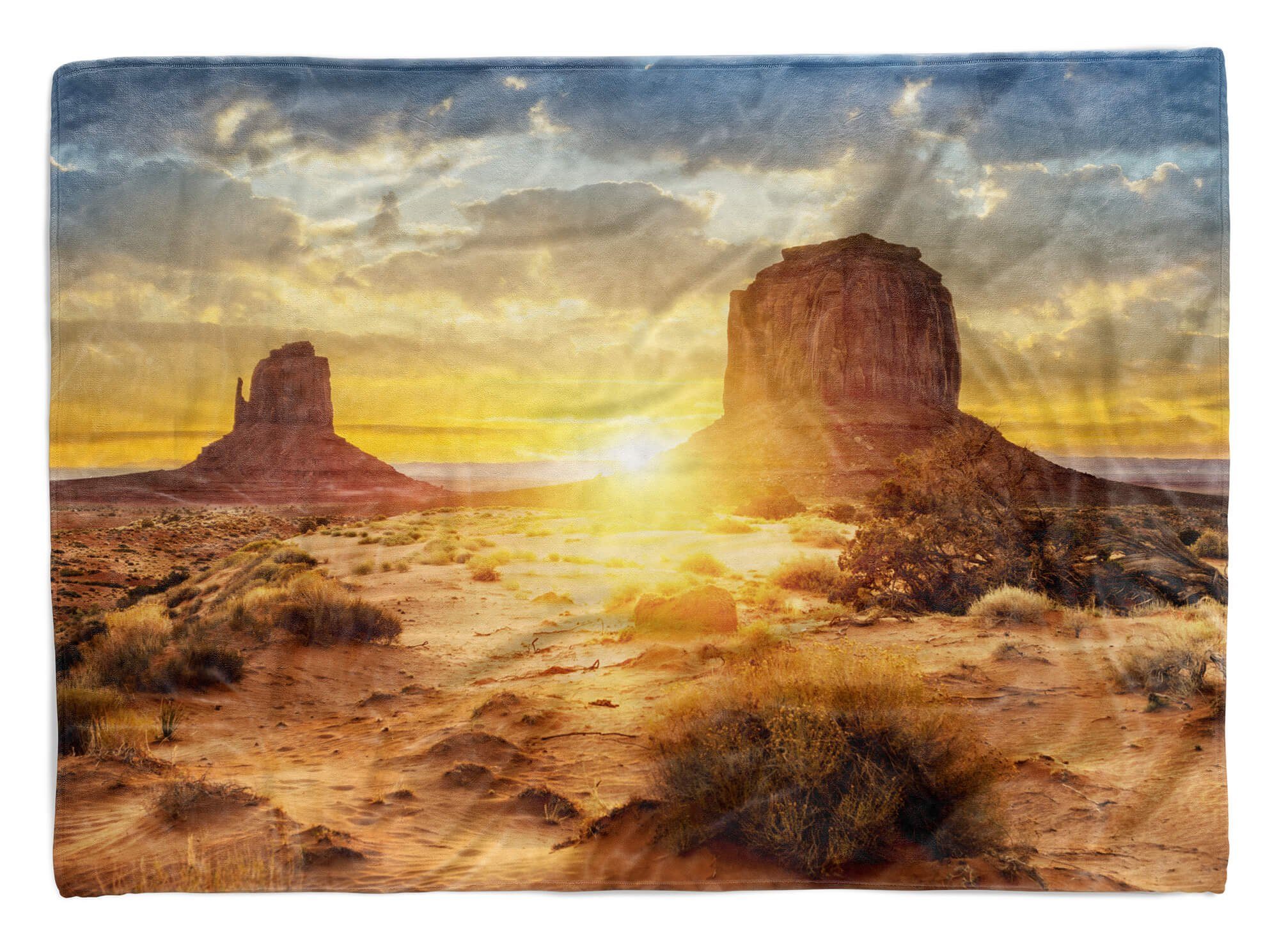 Sinus Art Handtücher Handtuch Strandhandtuch Saunatuch Kuscheldecke mit Fotomotiv Arizona Berge Sonnenuntergan, Baumwolle-Polyester-Mix (1-St), Handtuch