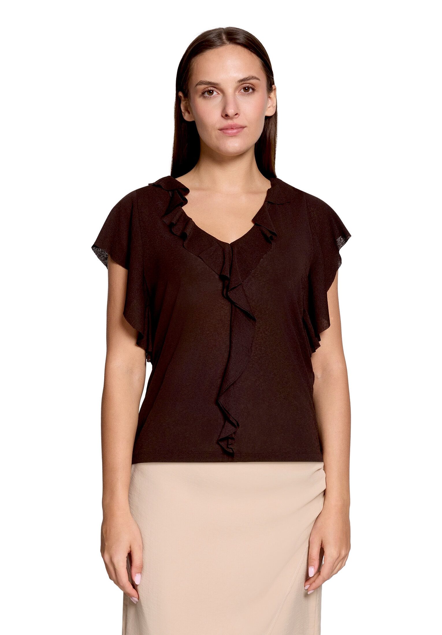 Cartoon Kurzarmshirt Damen mit V-Ausschnitt (1-tlg)