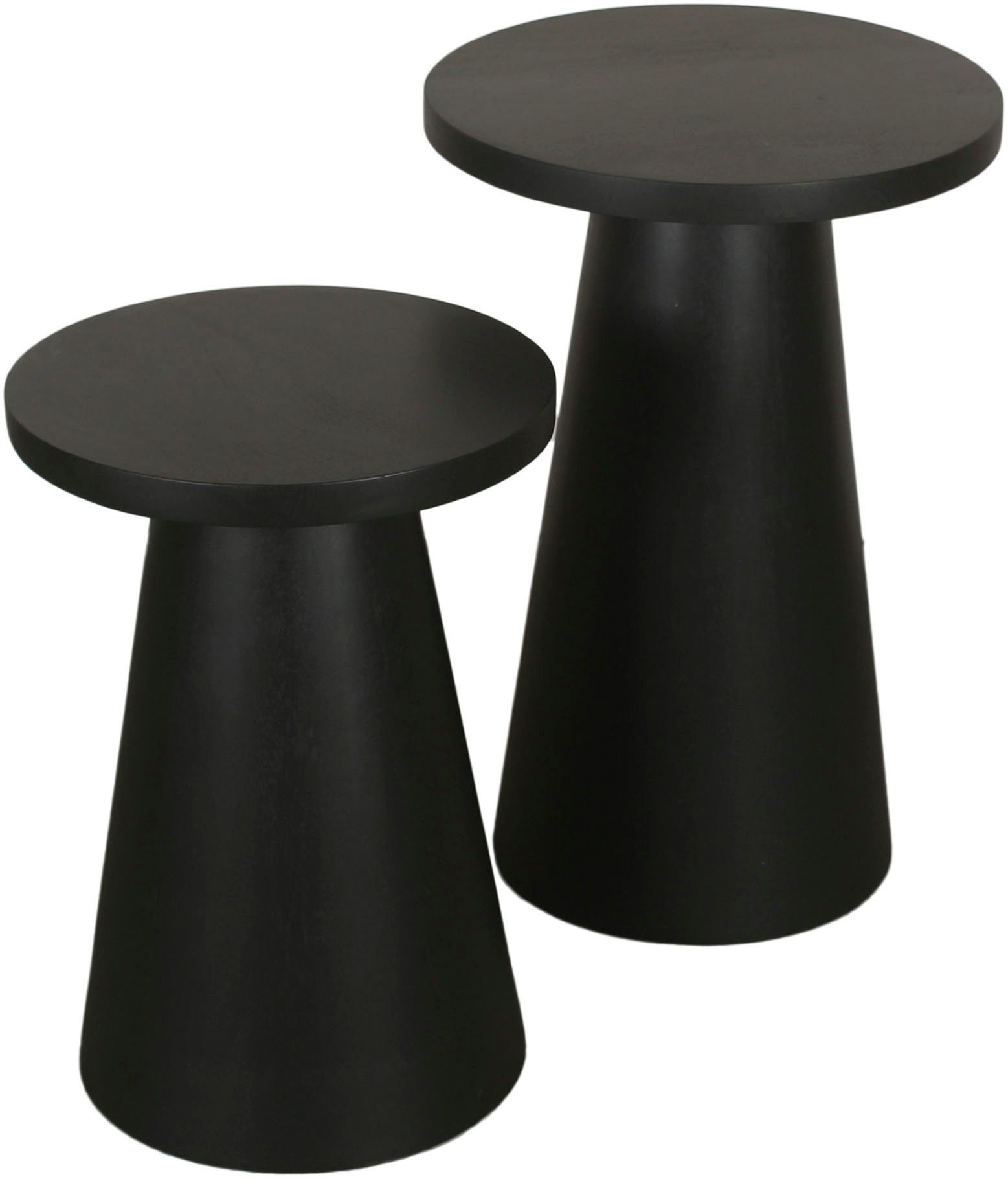 byLIVING Beistelltisch Cone (Set), aus Massivholz in schwarz oder white was günstig online kaufen