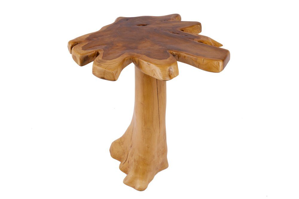 · Massivholz mit Teakholz ROOT Hocker · 53cm Jahresringen Nachttisch · riess-ambiente natur, · Beistelltisch