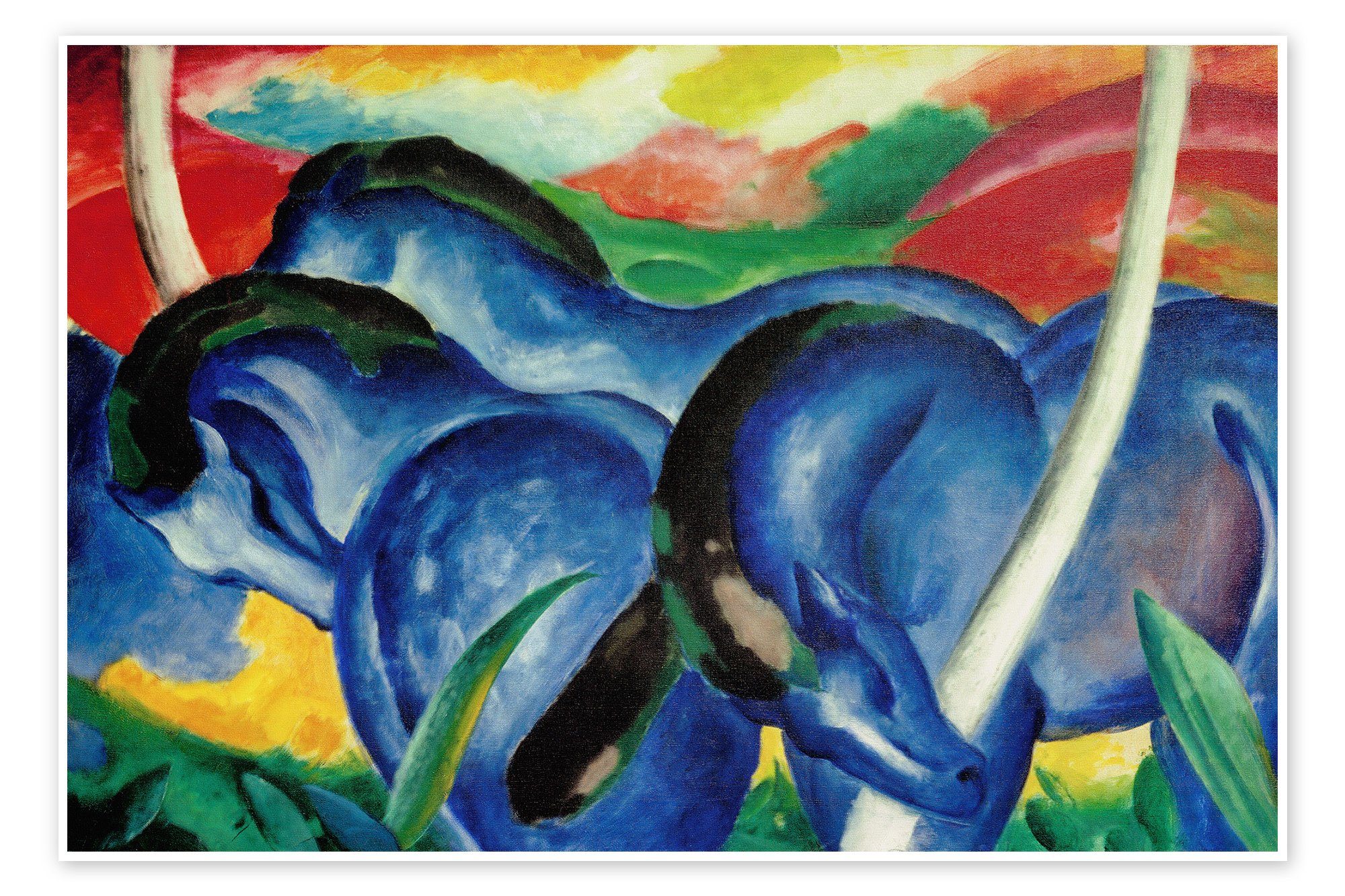 Posterlounge Poster Franz Marc, Die großen blauen Pferde, Malerei