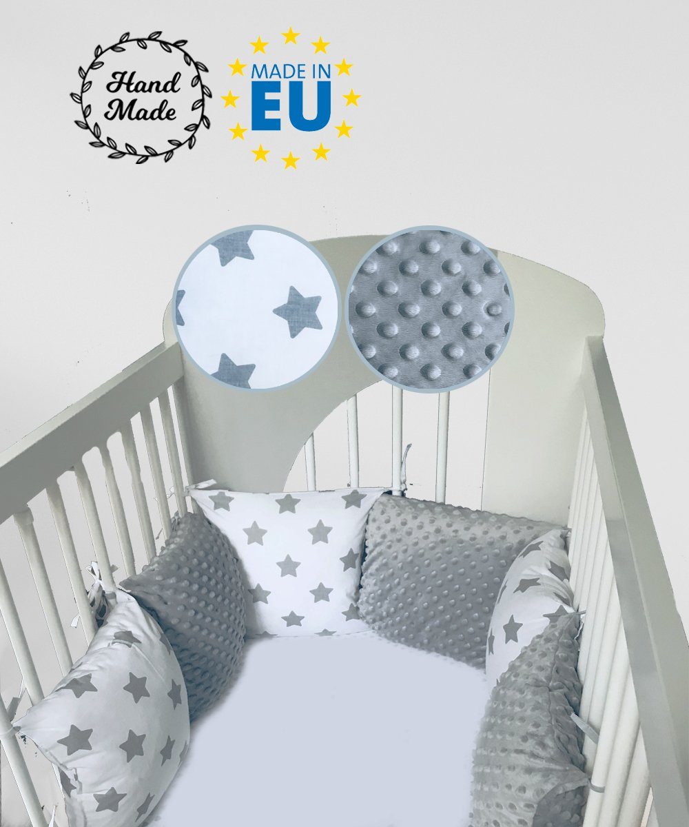 Welt der Träume Bettnestchen Bettumrandung, Kantenschutz, Babybett,  Gitterbett, 6 Kissen 30 x 30 cm, Made in Europa