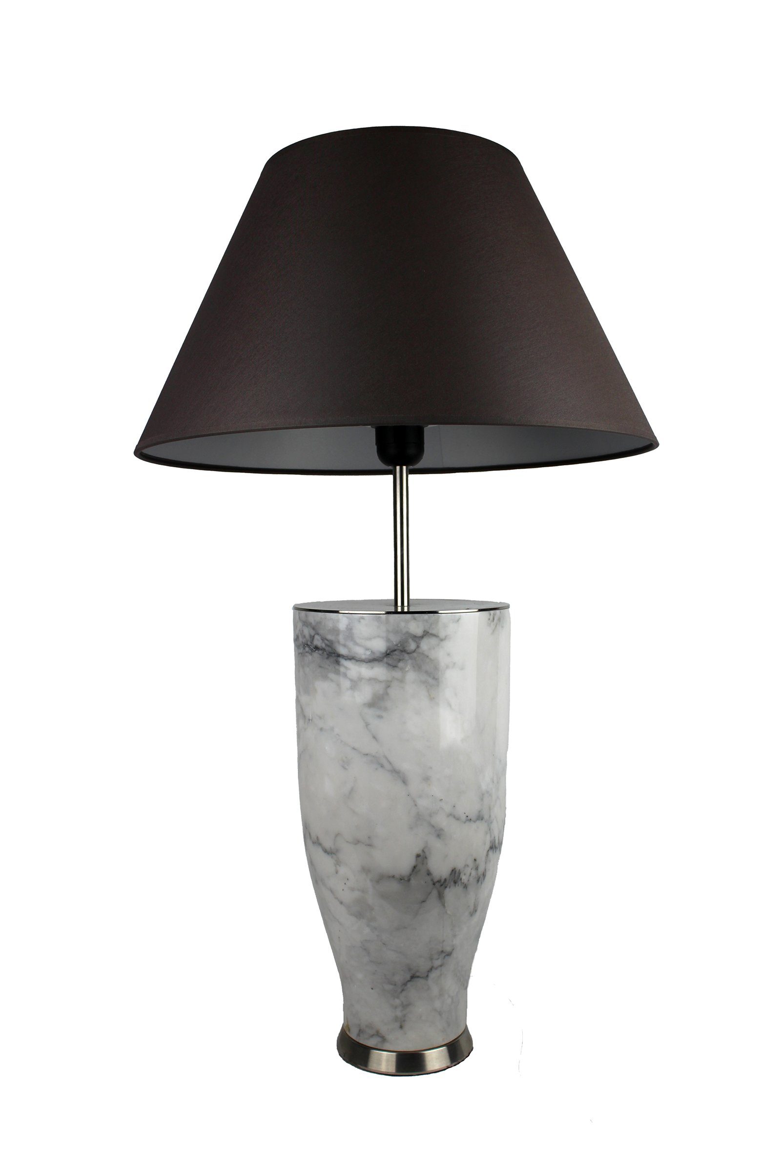 Signature Home Collection Tischleuchte Tischlampe aus Marmor weiß Leuchtmittel, Lampenschirm - ohne mit Kristallnaturstein echtem grau handgefertigt warmweiß, klassisch