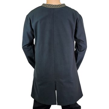 Vehi Mercatus Wikinger-Kostüm Klassische Wikinger Tunika blau mit Knotenmuster "Hakon", langarm L