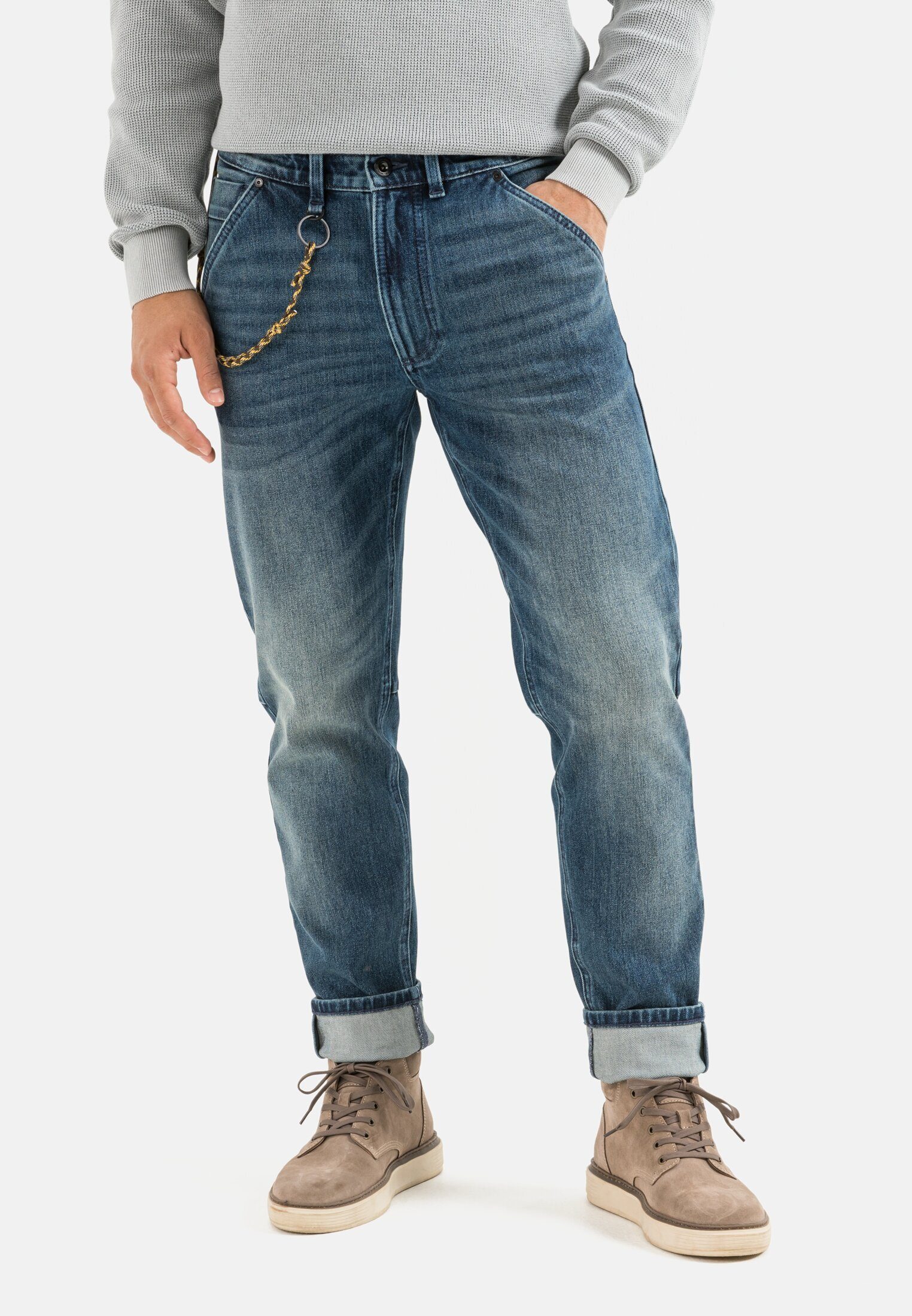 camel active 5-Pocket-Jeans fleXXXactive® Jeans mit Smartphone Tasche Tapered Fit Indigo-Blau