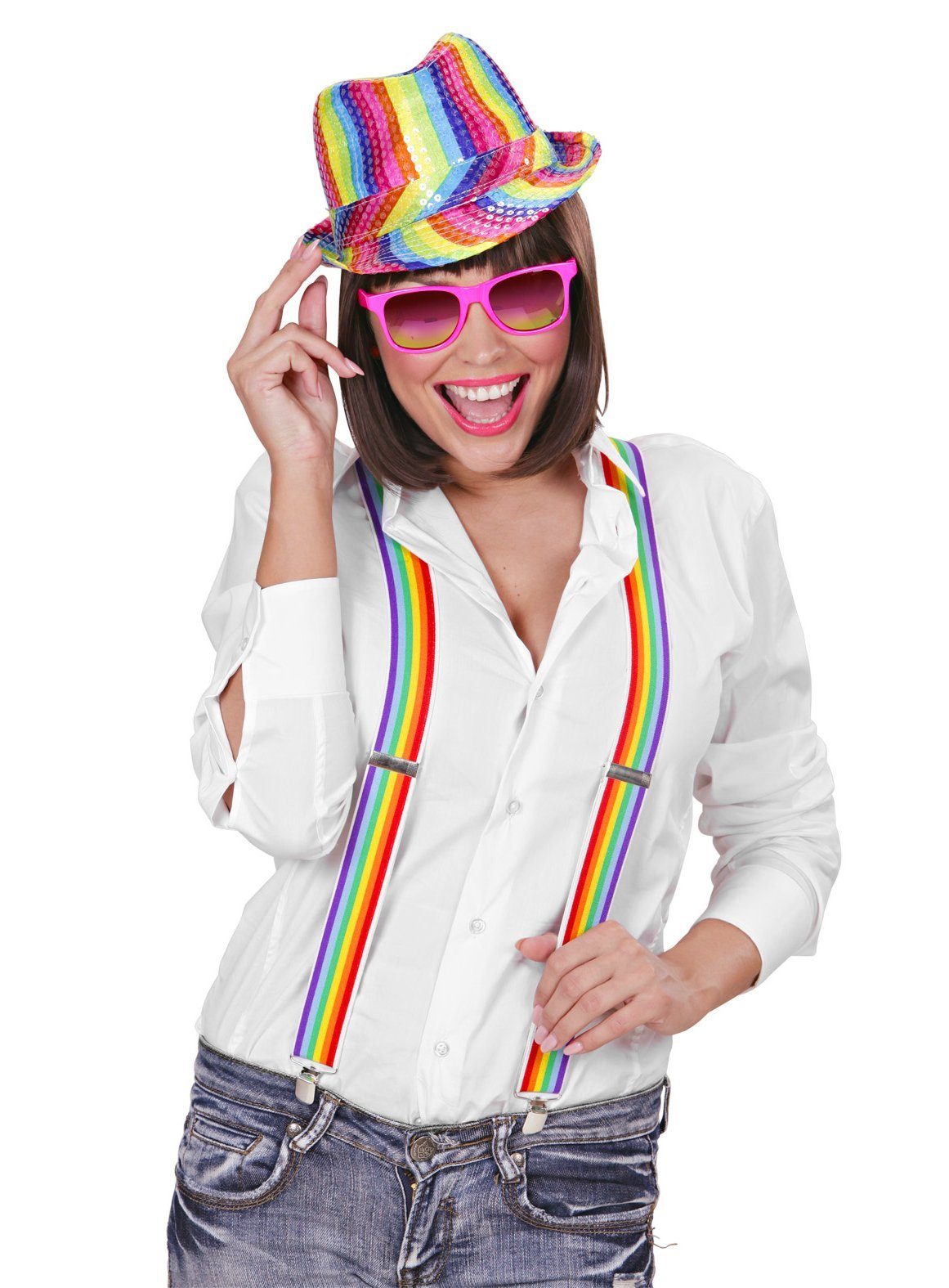 Widdmann Hosenträger Hosenträger Regenbogen Mit Metall-Clips günstig online kaufen