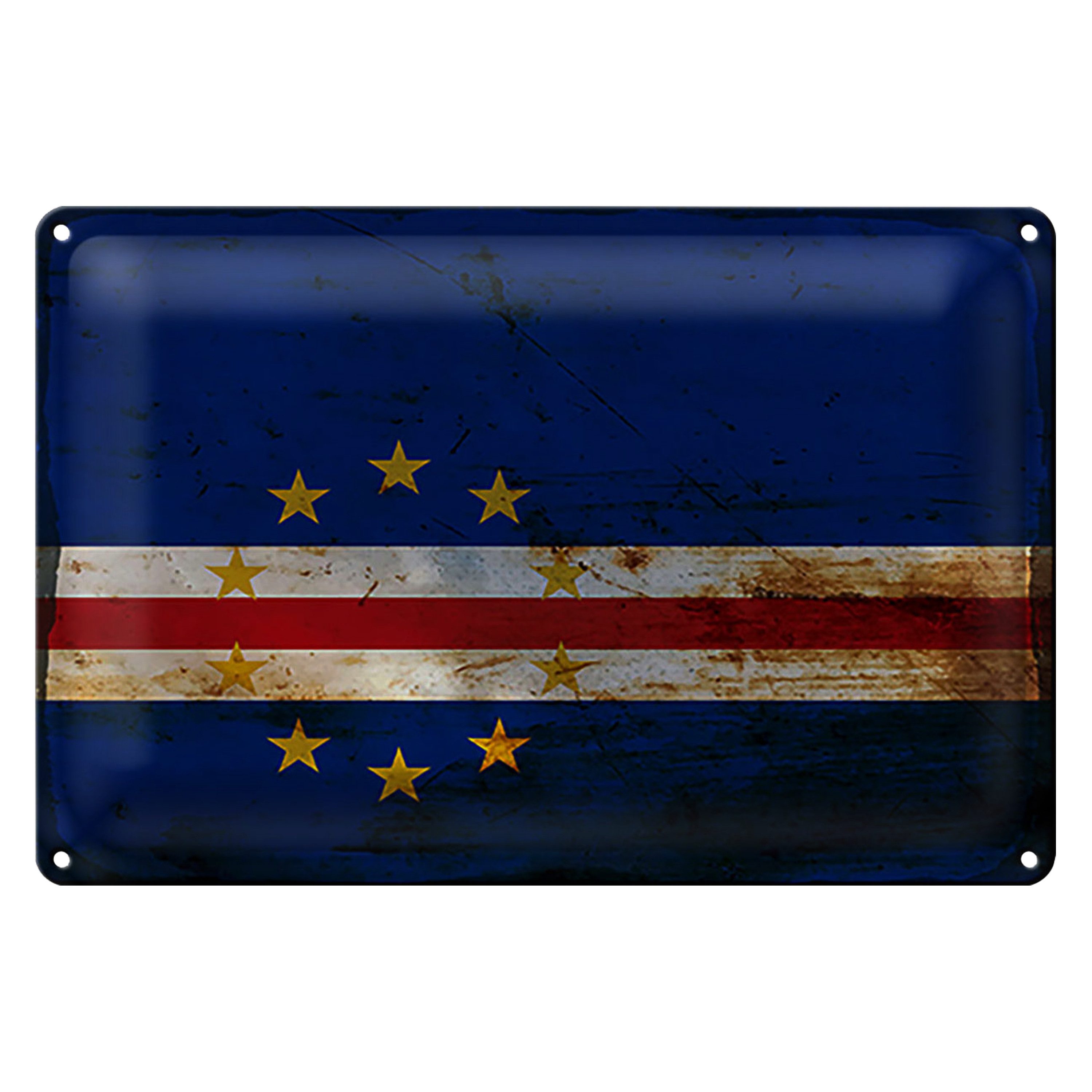 Roomando Metallschild Flagge Kap Verde 40x30cm Flag Cape Verde Rost