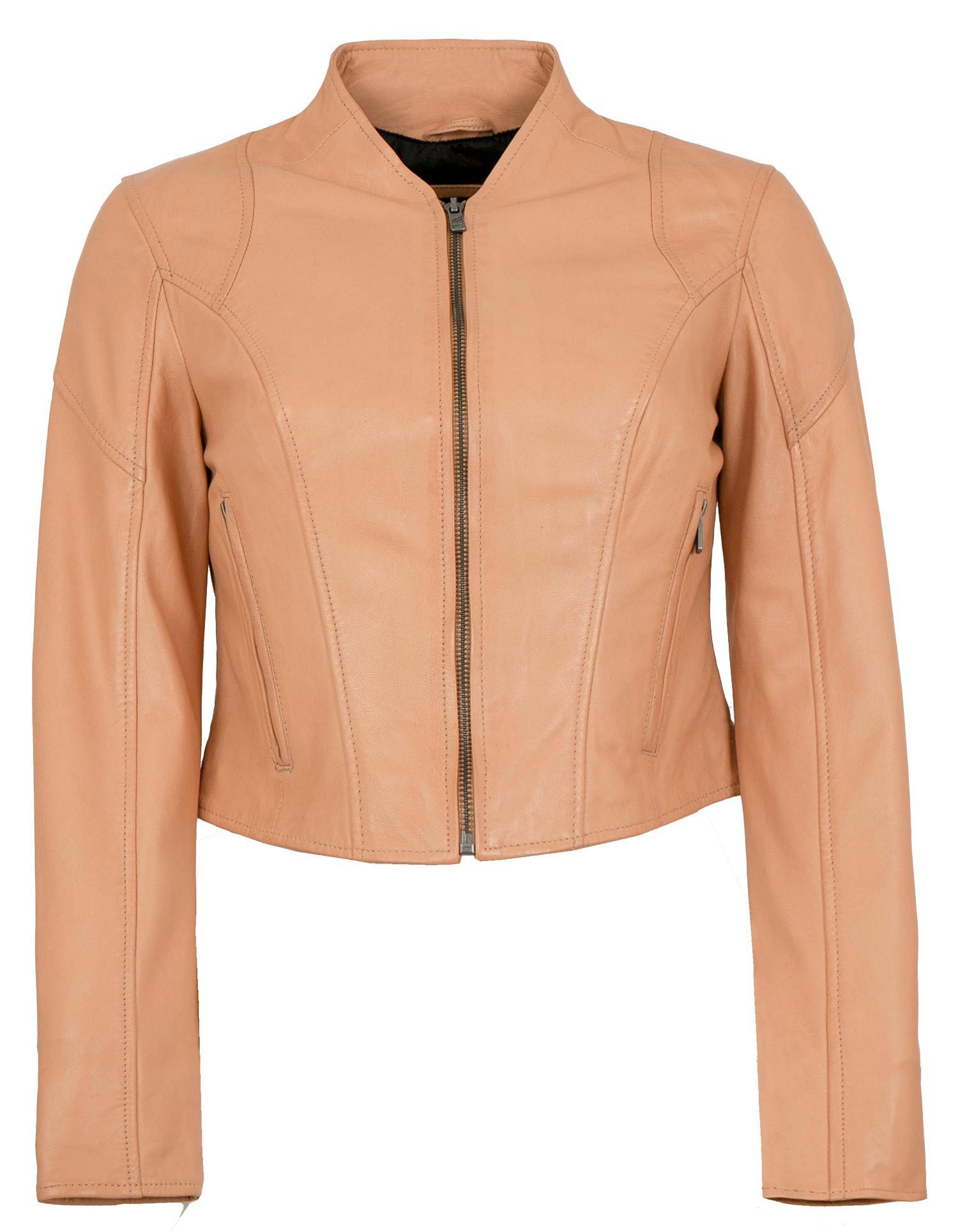 Jilani Lederjacke Lulal Jilani - Damen Echtleder Lederjacke Kurzjacke Lammnappa cremeorange