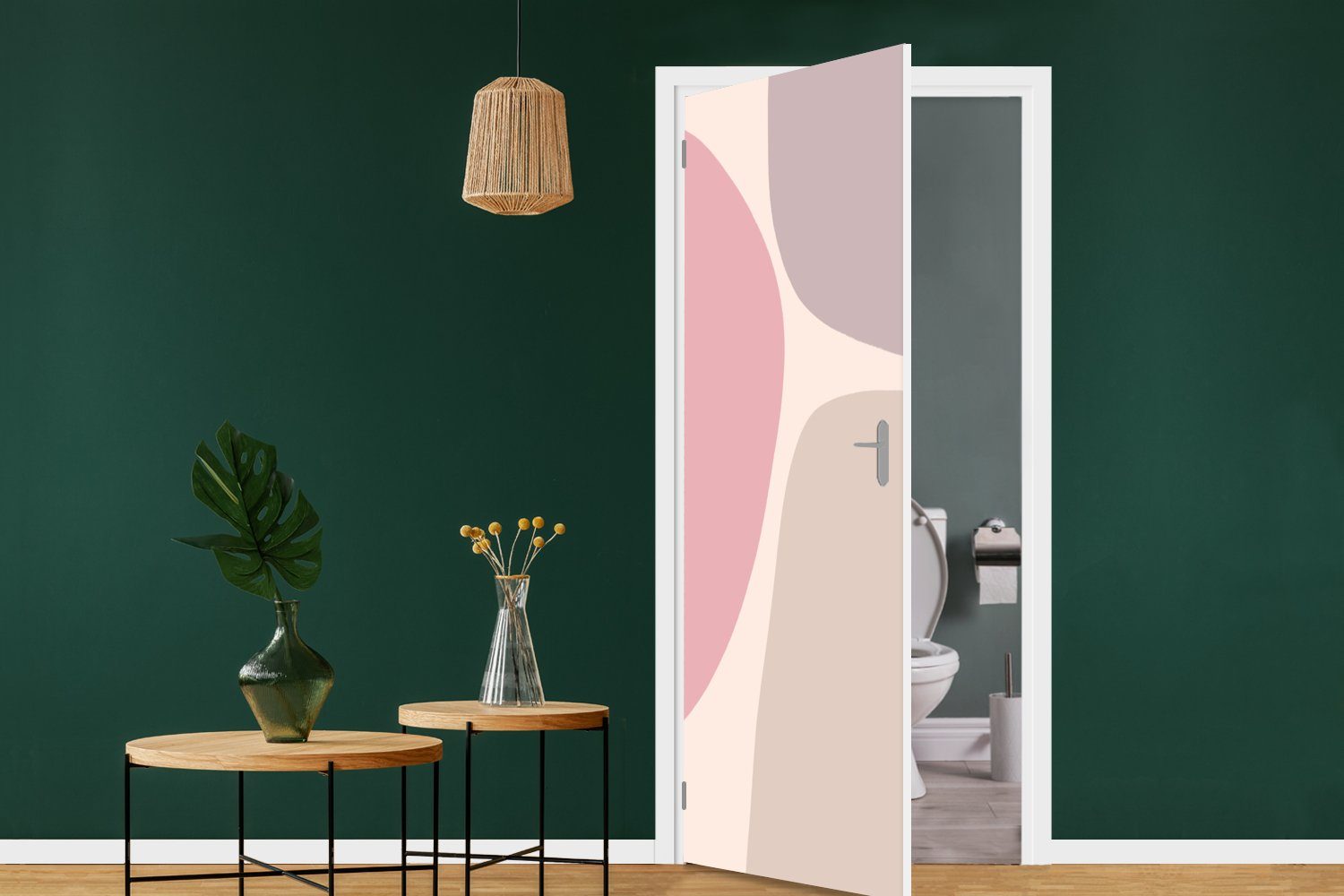 MuchoWow Türtapete Gestaltung - Pastell Minimalismus, Matt, bedruckt, Fototapete Türaufkleber, - für Tür, (1 75x205 cm St)