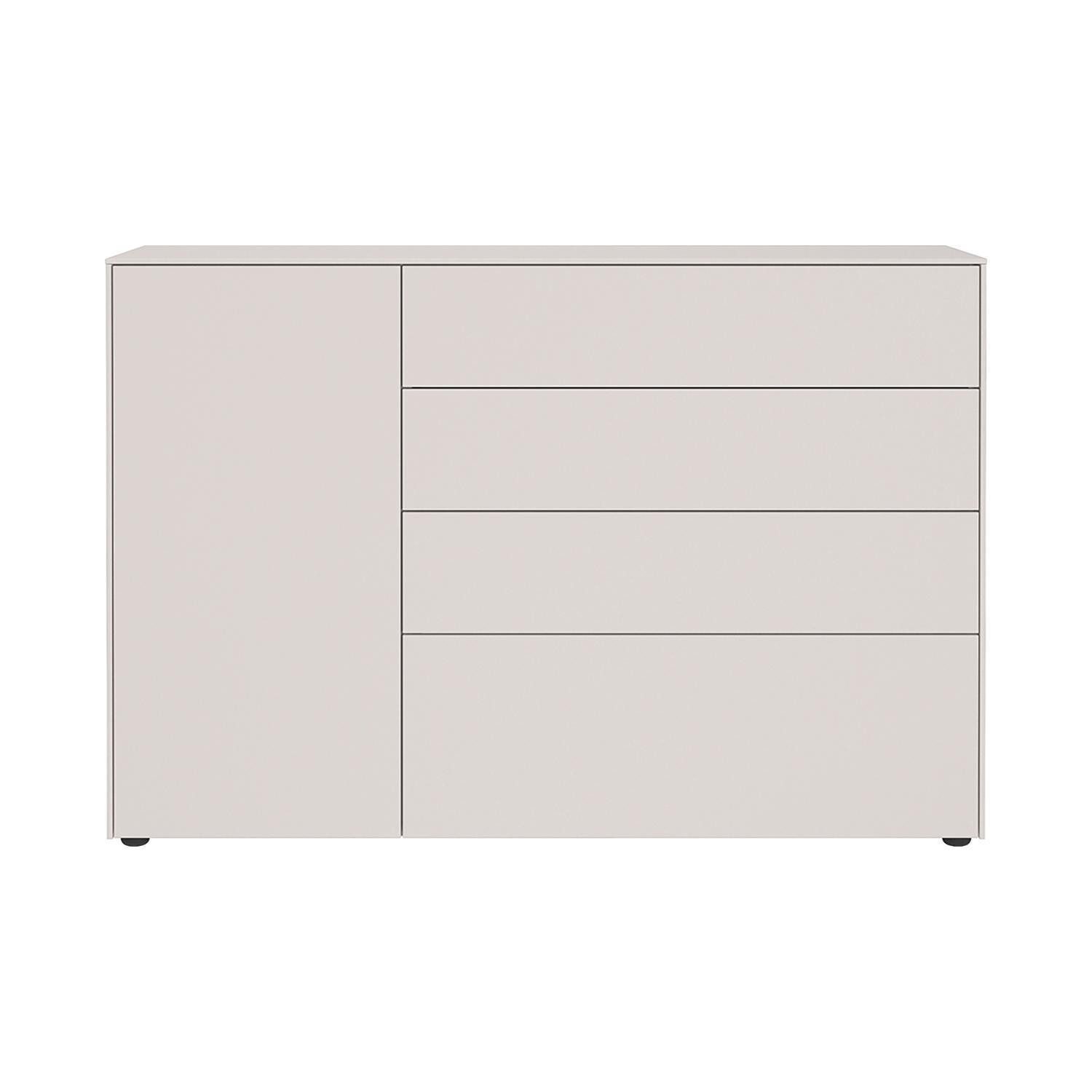 Vito Kommode LOMENA, Cashmeregrau, 1 Tür, 4 Schubladen, Push-to-Open-Funktion, B 137 x H 93 x T 41 cm