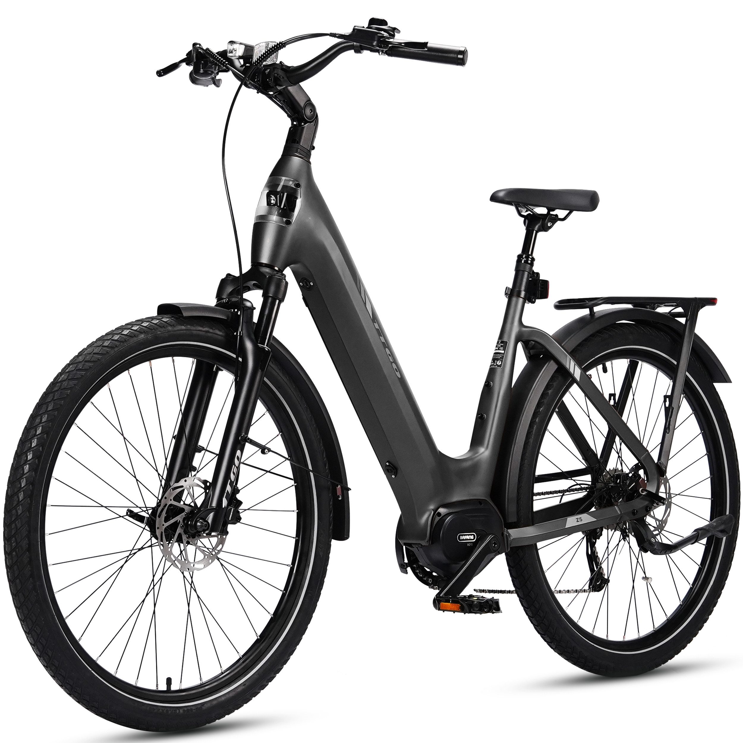 TTGO E-Bike Cityrad 28 Zoll, SUV, Mittelmotor, max. 130km, Z5, Federsattelstütze, 9 Gang, Kettenschaltung, Mittelmotor, 648 Wh, 5 Stufen, Drehmomentsensor, Elektrofahrrad für Damen und Herren