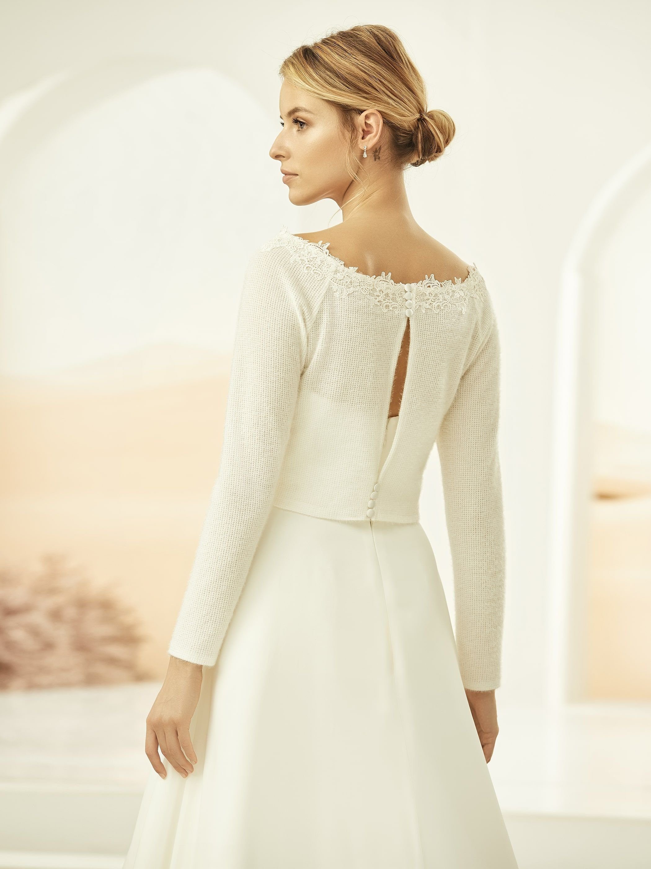 Avalia mit Kashmir-Effekt Bianco E325 Braut Bolerojacke Bolero Evento Hochzeit