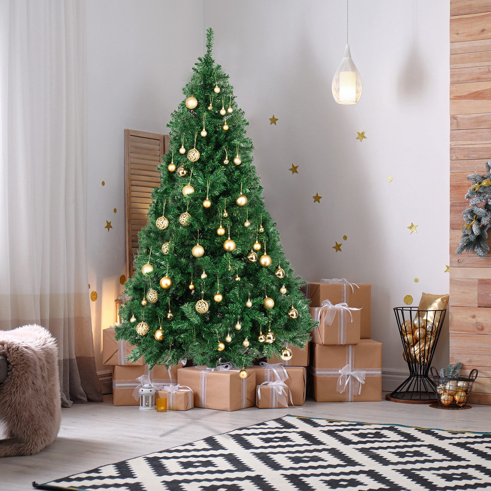 LALAHO Künstlicher Weihnachtsbaum, 120cm mit 230 Spitzen PVC, Tannenbaum mit ständer, Grün