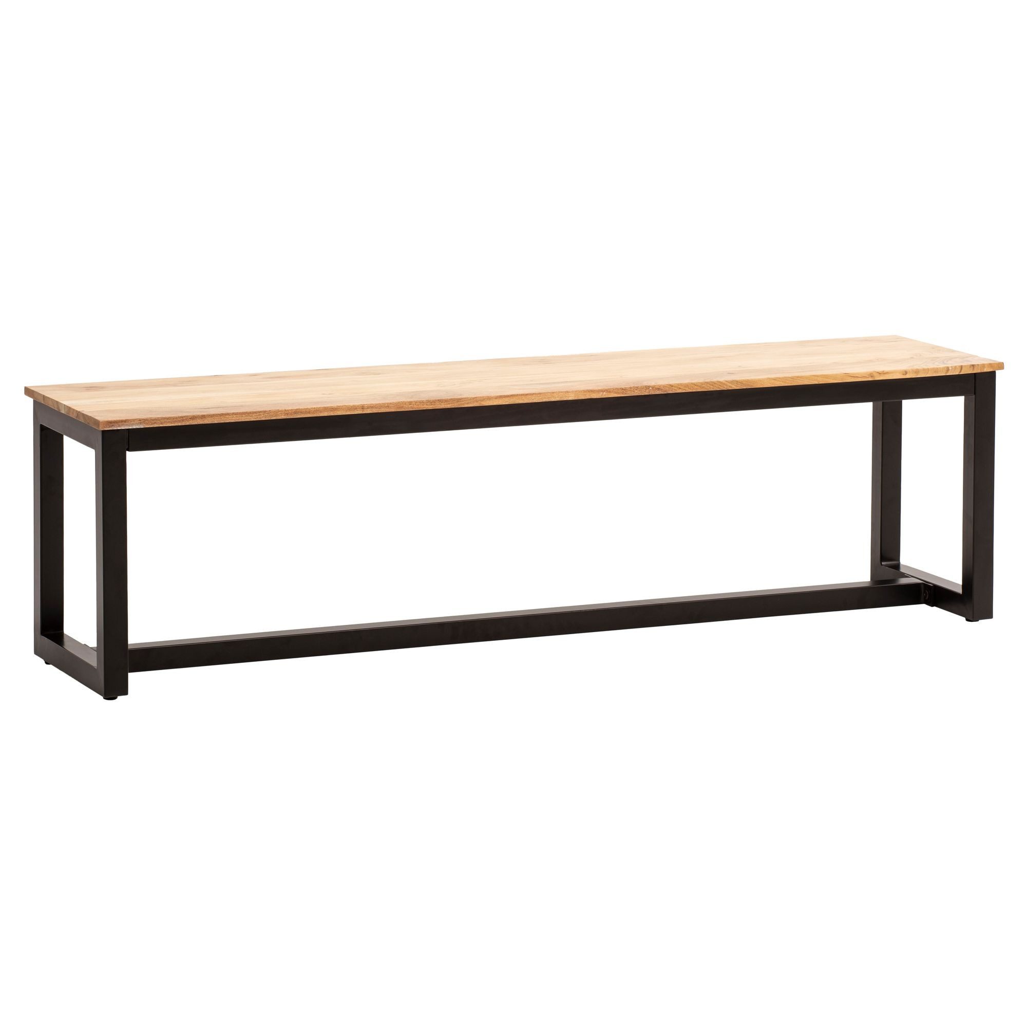 FINEBUY Essbank FB60627 (Akazie Massivholz, Industrial Holzbank), Esszimmerbank ohne Lehne, Sitzbank Esszimmer Holz