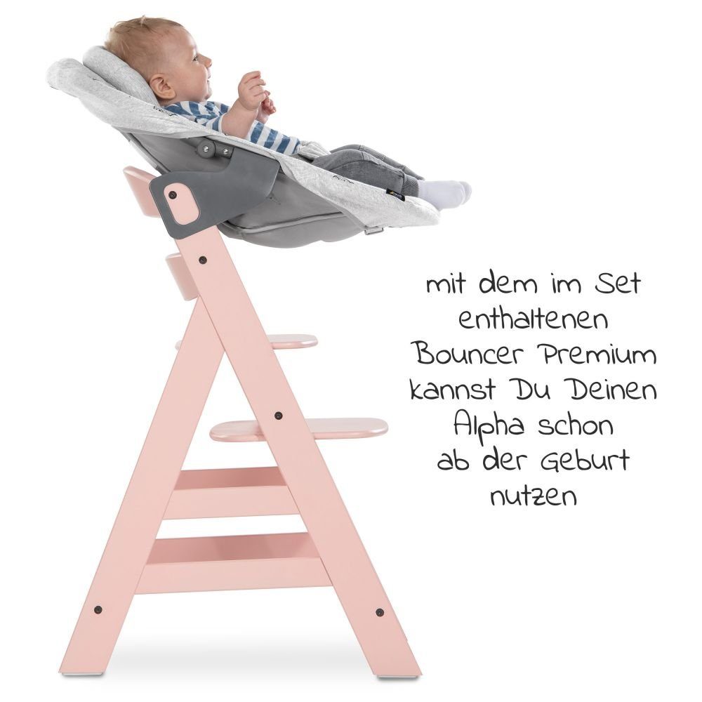 Set ab inkl. & für Holz 4 Babystuhl (Set, Hochstuhl Hauck St), Newborn Alpha Neugeborene Aufsatz Sitzauflage Rose Plus Geburt