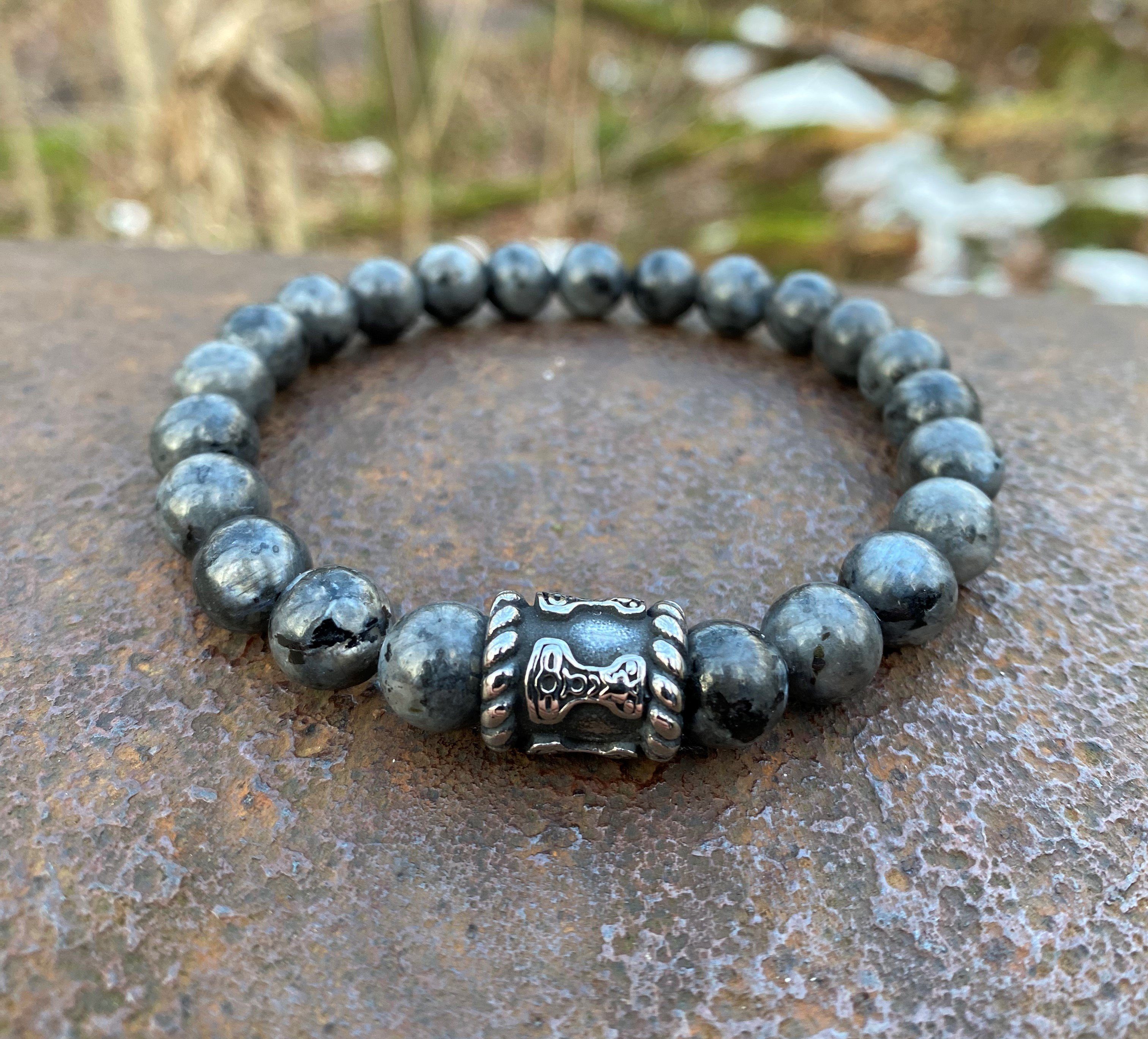 NAHLE Armband Naturstein Perlenarmband Larvikit Partnerarmband (inkl. Schmu günstig online kaufen