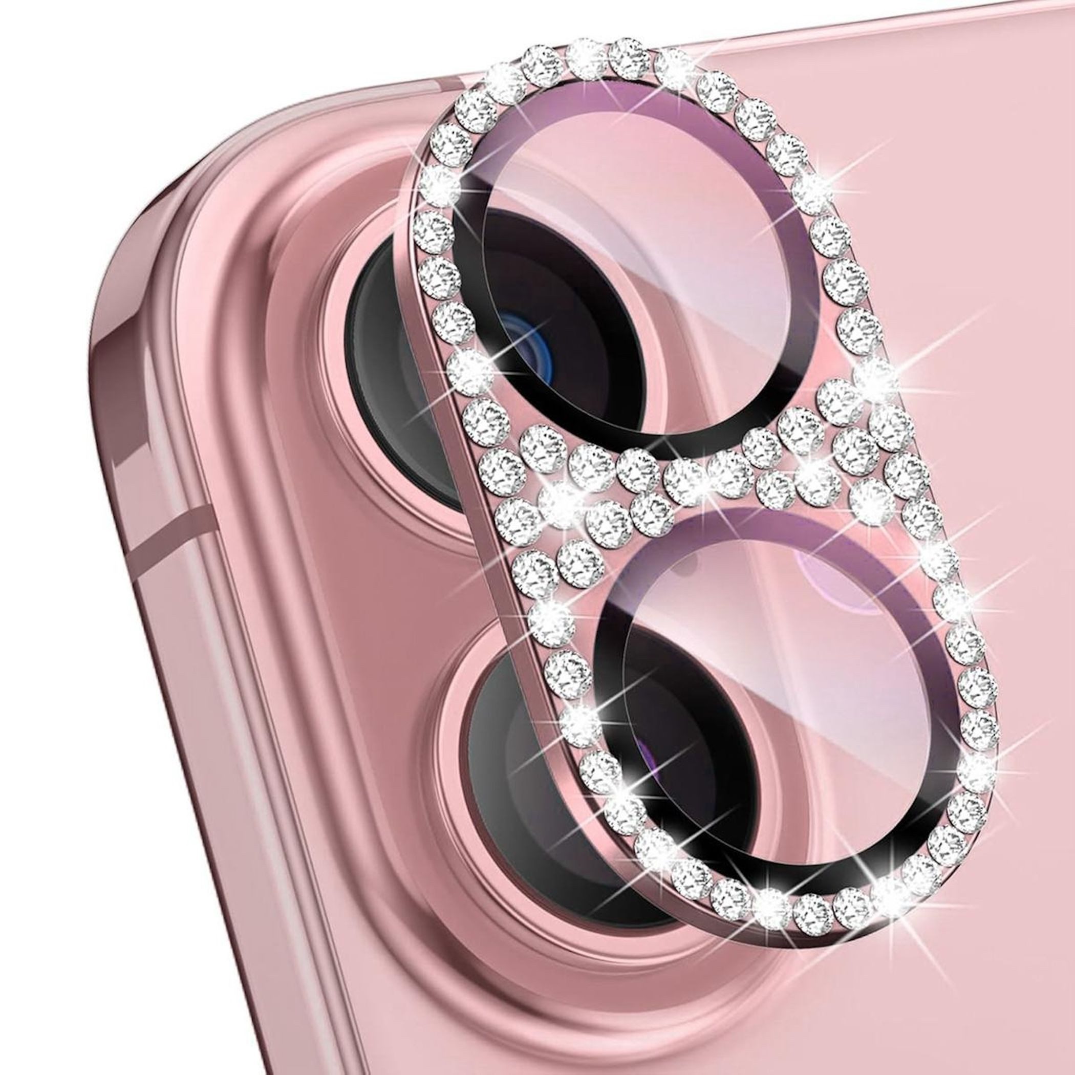 Wigento Handyhülle Für Apple iPhone 17 Kamera Diamant Design Schutzglas Metall Pink, Aluminiumlegierung, hohe Lichtdurchlässigkeit, Anti-Fingerprint