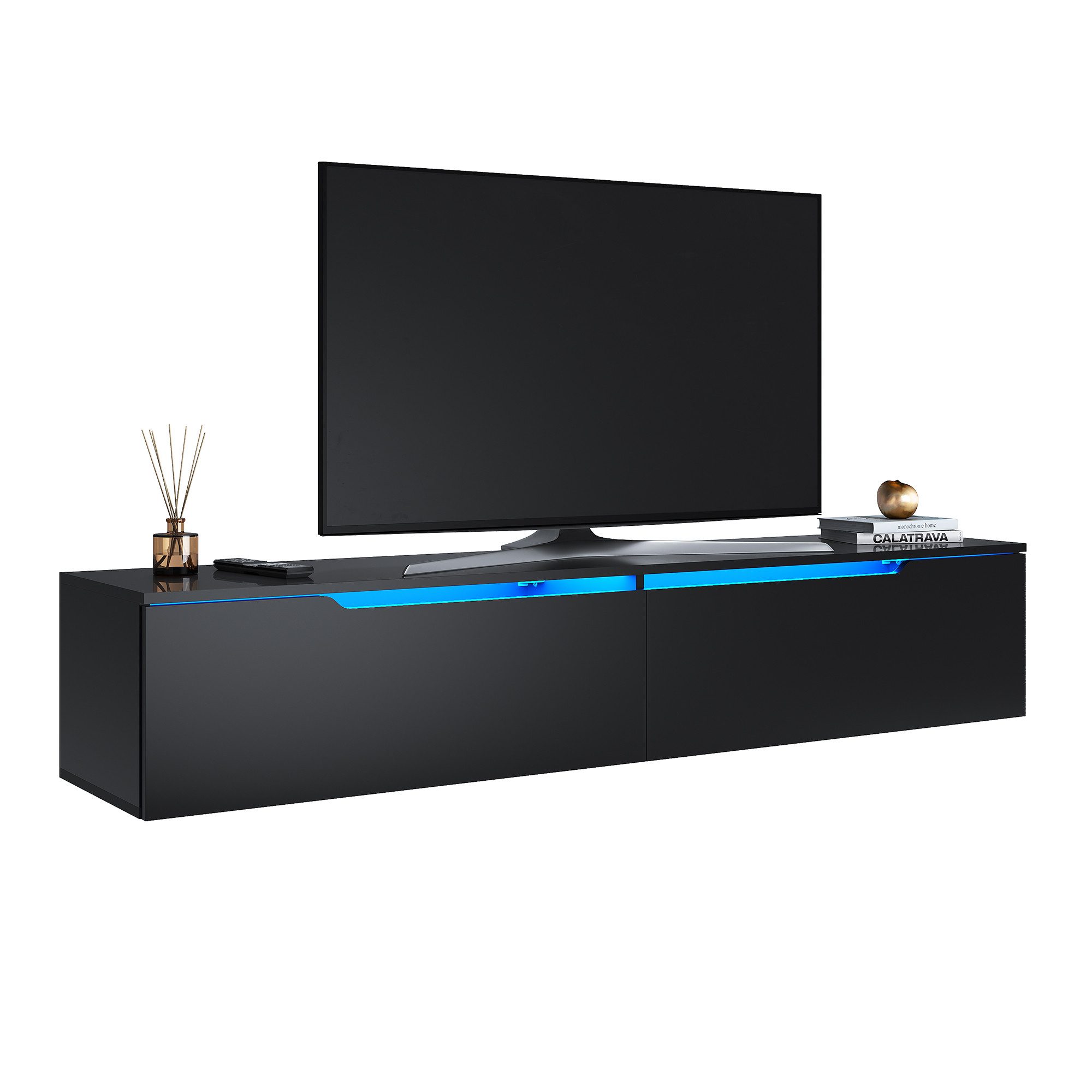 SONNI TV-Schrank Lowboard TV Schrank weiß/schwarz Hochglanz 140/160/180 cm günstig online kaufen