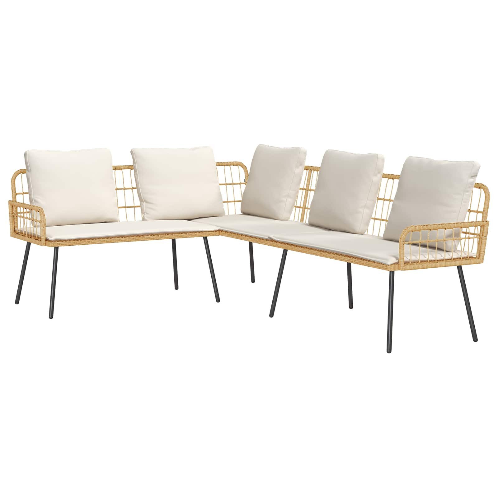 vidaXL Loungesofa Sofa mit Kissen Natur 173 x 231 x 90cm Stahl, 1 Teile