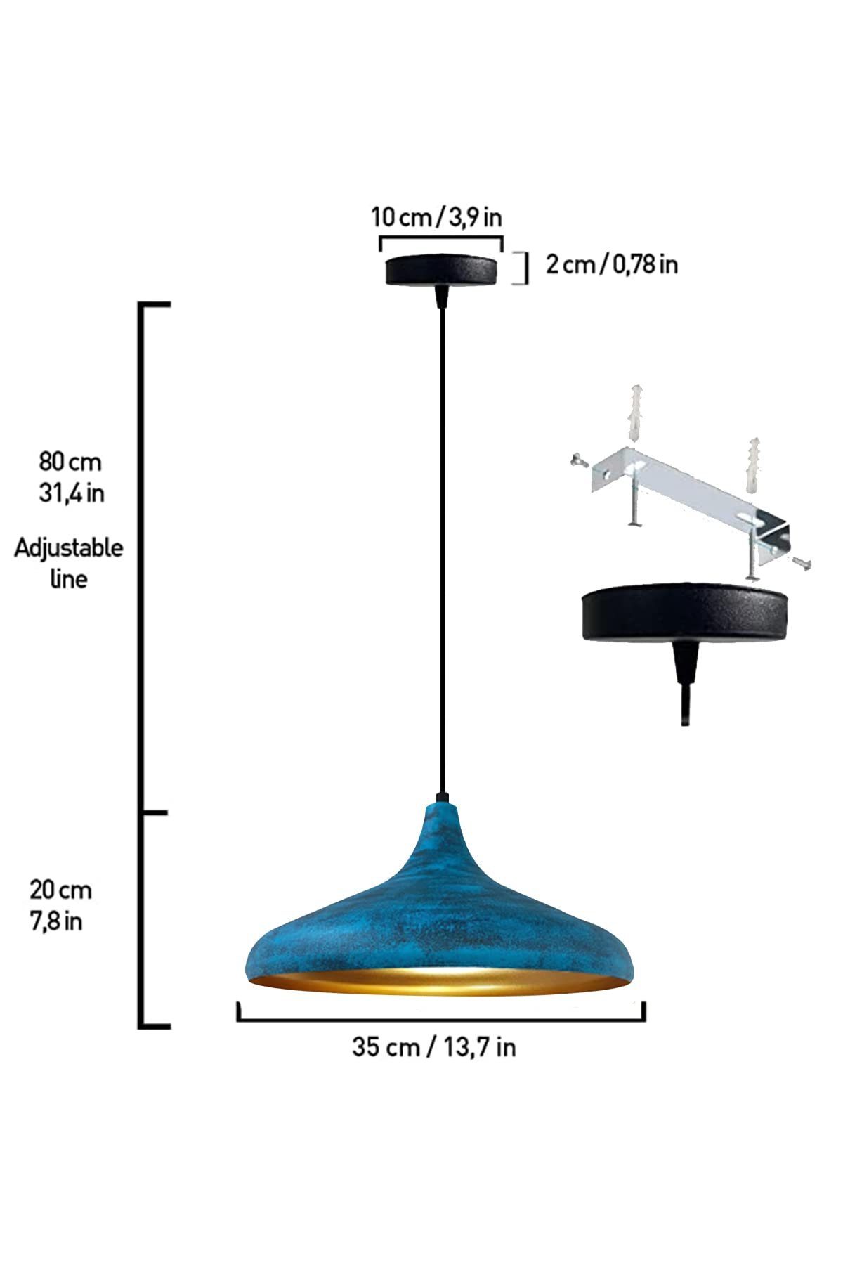 Bamyum Pendelleuchte Bamyum Pendelleuchte Durchmesser Lampe, Metall 35 Ozean ohne E27 Moderne cm Leuchtmittel