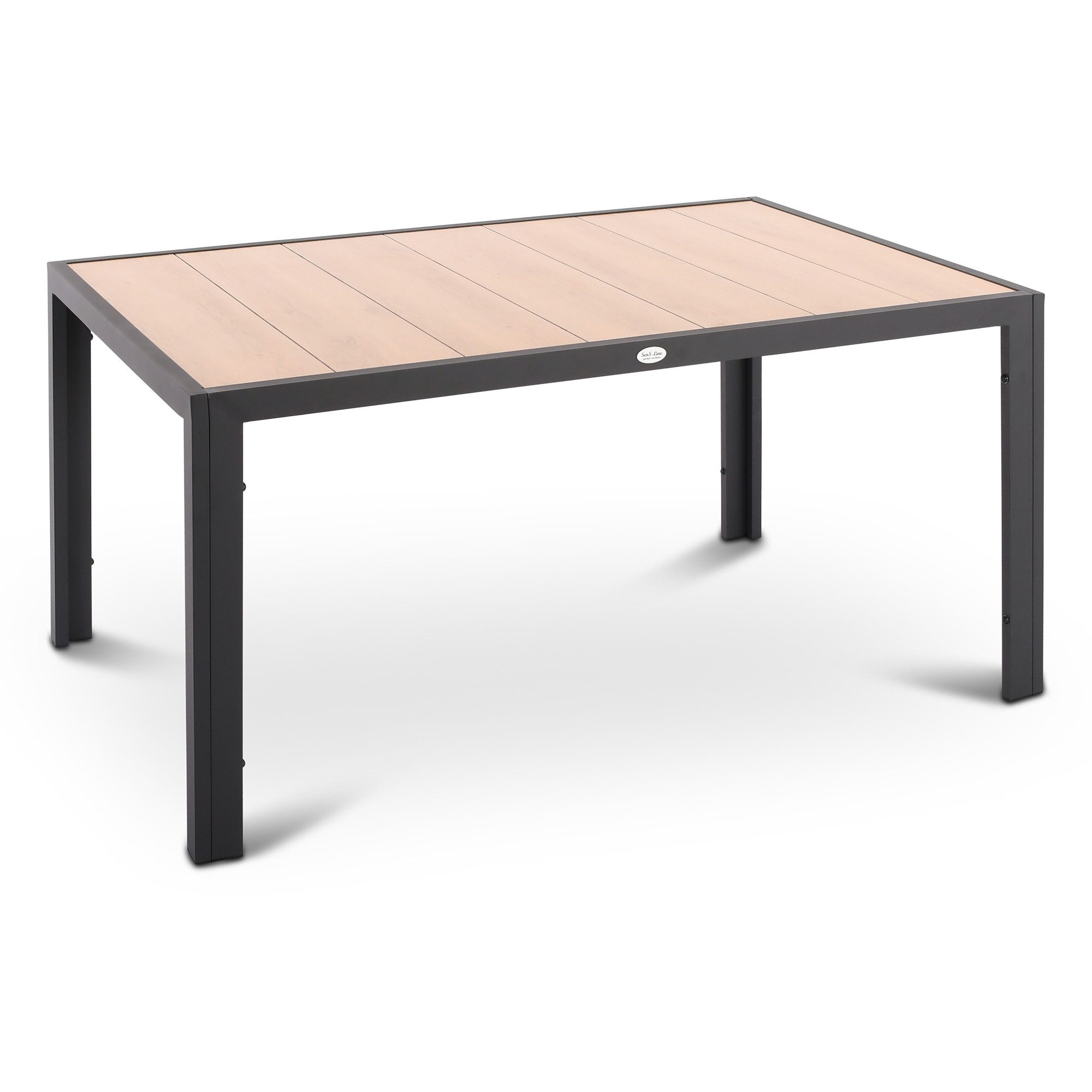 SenS-Line Gartentisch Esstisch Keramik Holzoptik mit Alugestell 147 × 95 cm, Pronto, pflegeleicht, wetterfest
