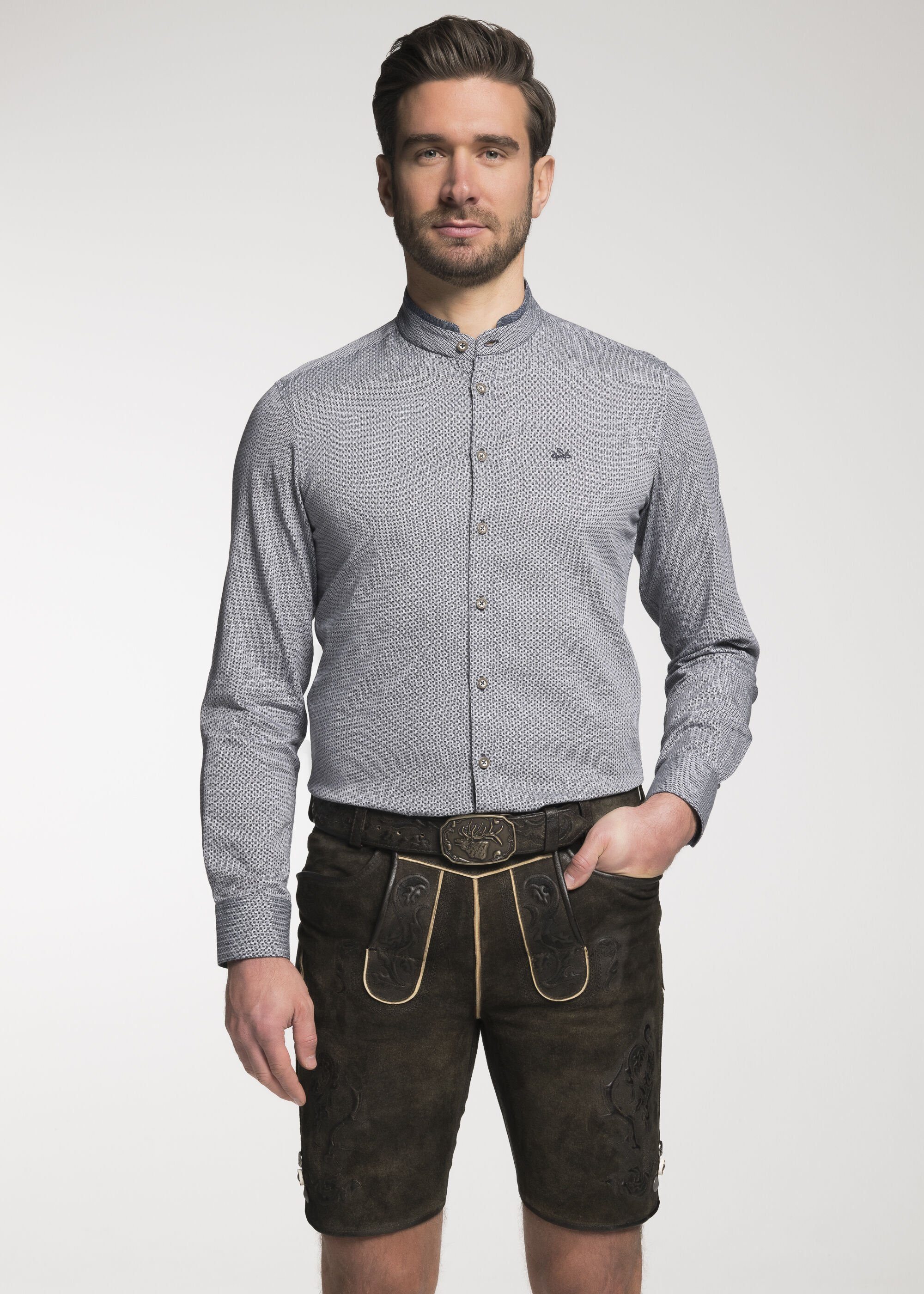 Spieth & Wensky Trachtenhemd Dorian mit Knöpfen in Hirschhornoptik