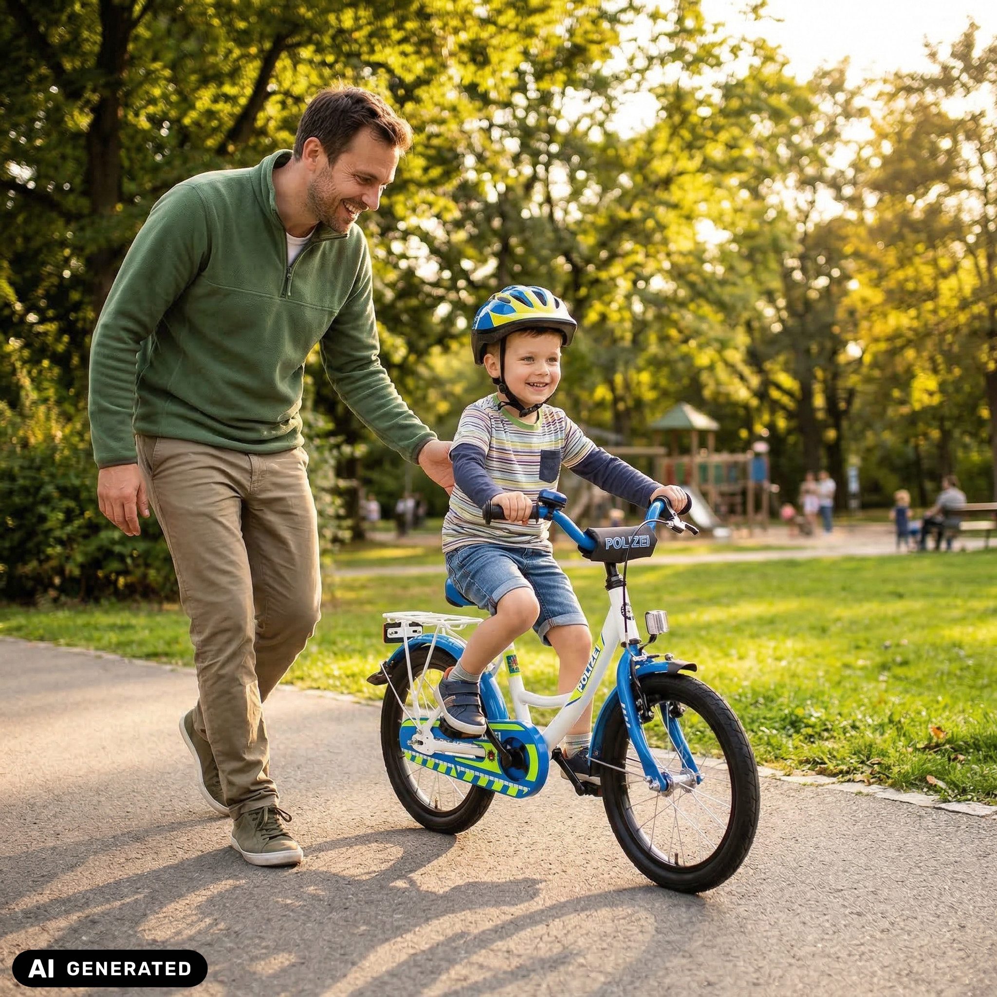 Bachtenkirch Kinderfahrrad Polizei 16 Zoll Fahrrad für Kinder ab 4 Jahre Polizeifahrrad, Sitzhöhe: 51 – 57 cm, Geeignet ab Innenbeinlänge: 50 cm