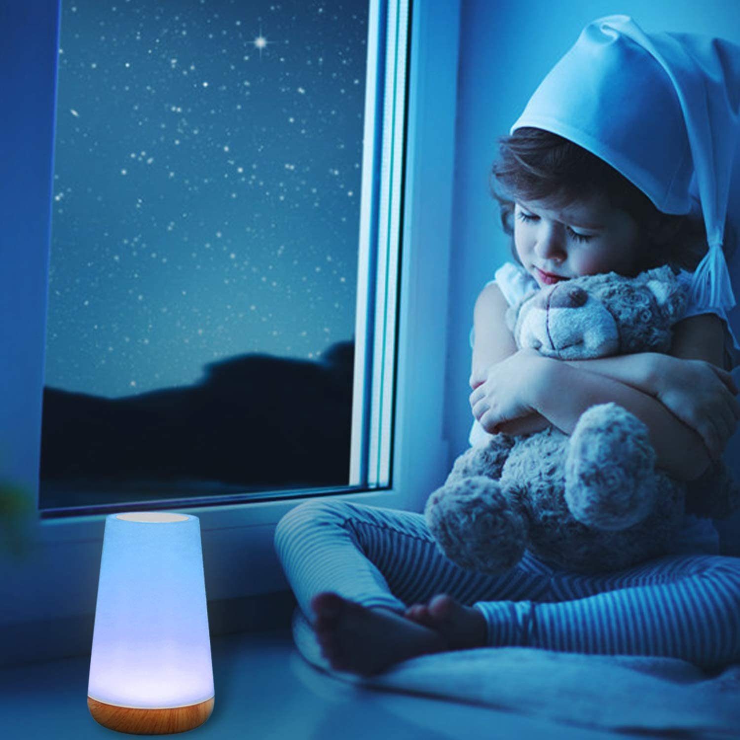 Dimmbar Nachttischlampe, Funktion fest USB Schlafzimmer, Nachtlampe Kinderzimmer LED Timing Camping integriert, Warmweiß, für Nachtlicht AKKEE Schlafzimmer LED LED Touch Tischlampe Kinder