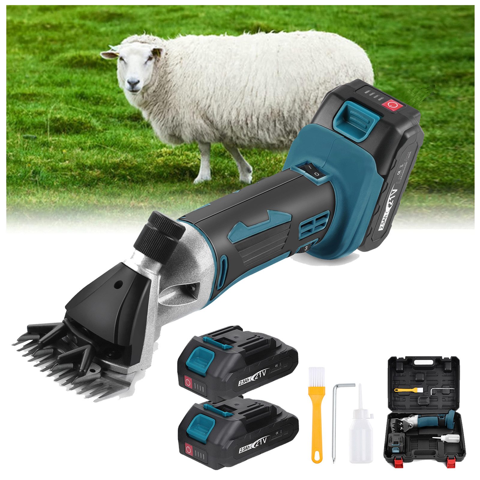 Hundeschermaschine Elektro Schafschere mit 2X Akku Schermaschine 500W Tierhaarentferner