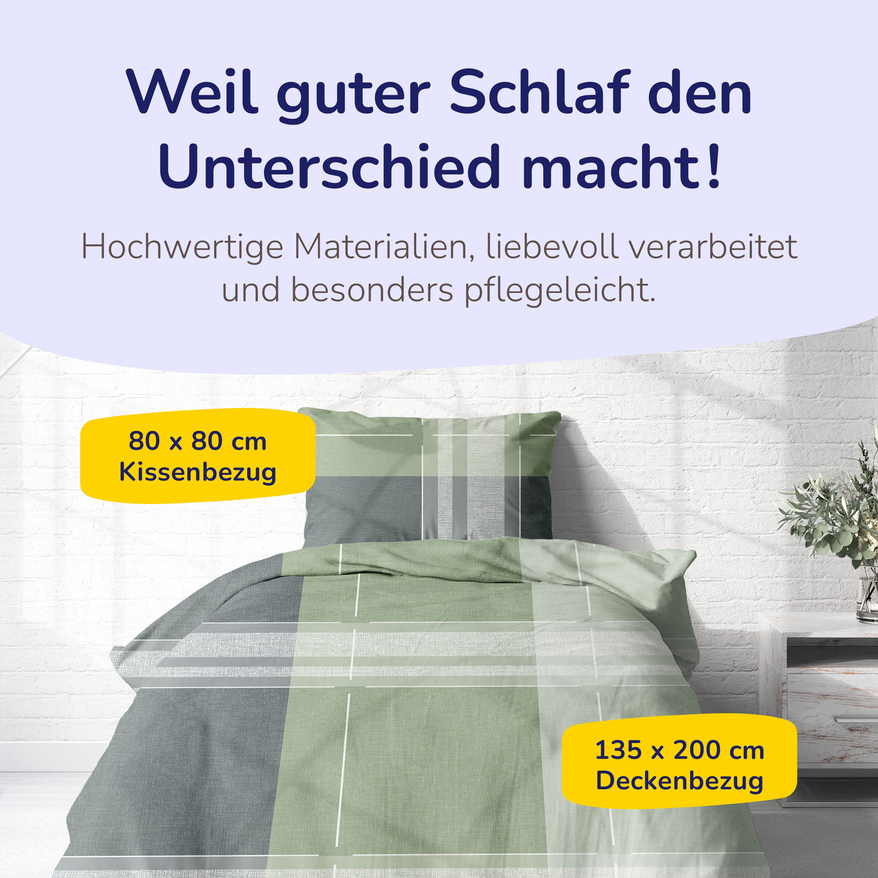 Träumschön Bettwäsche Premium Biber Bettwäsche 135x200 oder 155x220 cm, grü günstig online kaufen