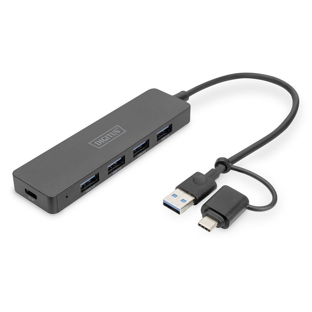 USB-Verteiler Digitus DA-70235 USB 3.0-Hub mit USB-C® Stecker Schwarz