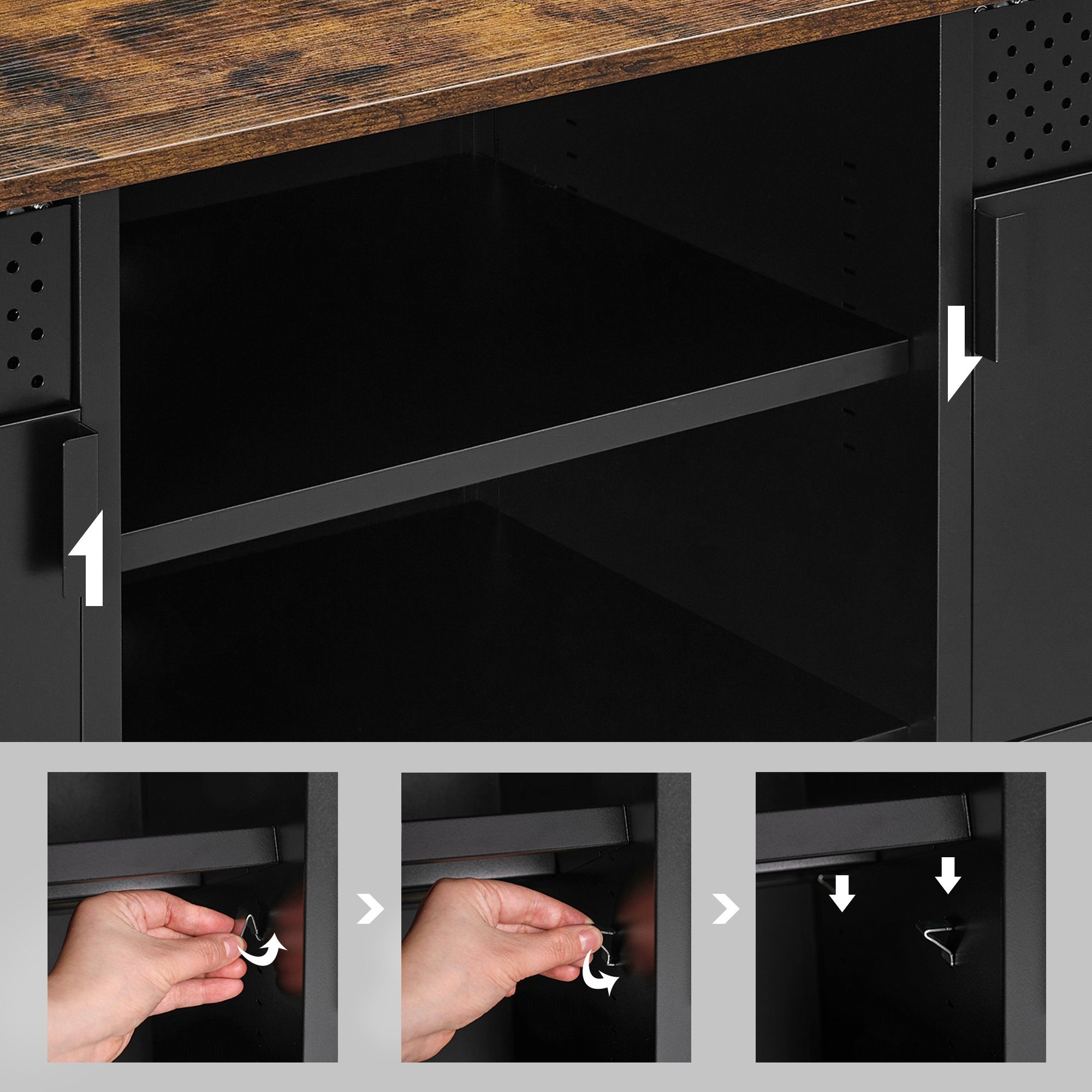 SONGMICS Lowboard Fernsehtisch, mit 3 Einlegeböden, Wohnzimmer, bis zu 55 Zoll, 120cm