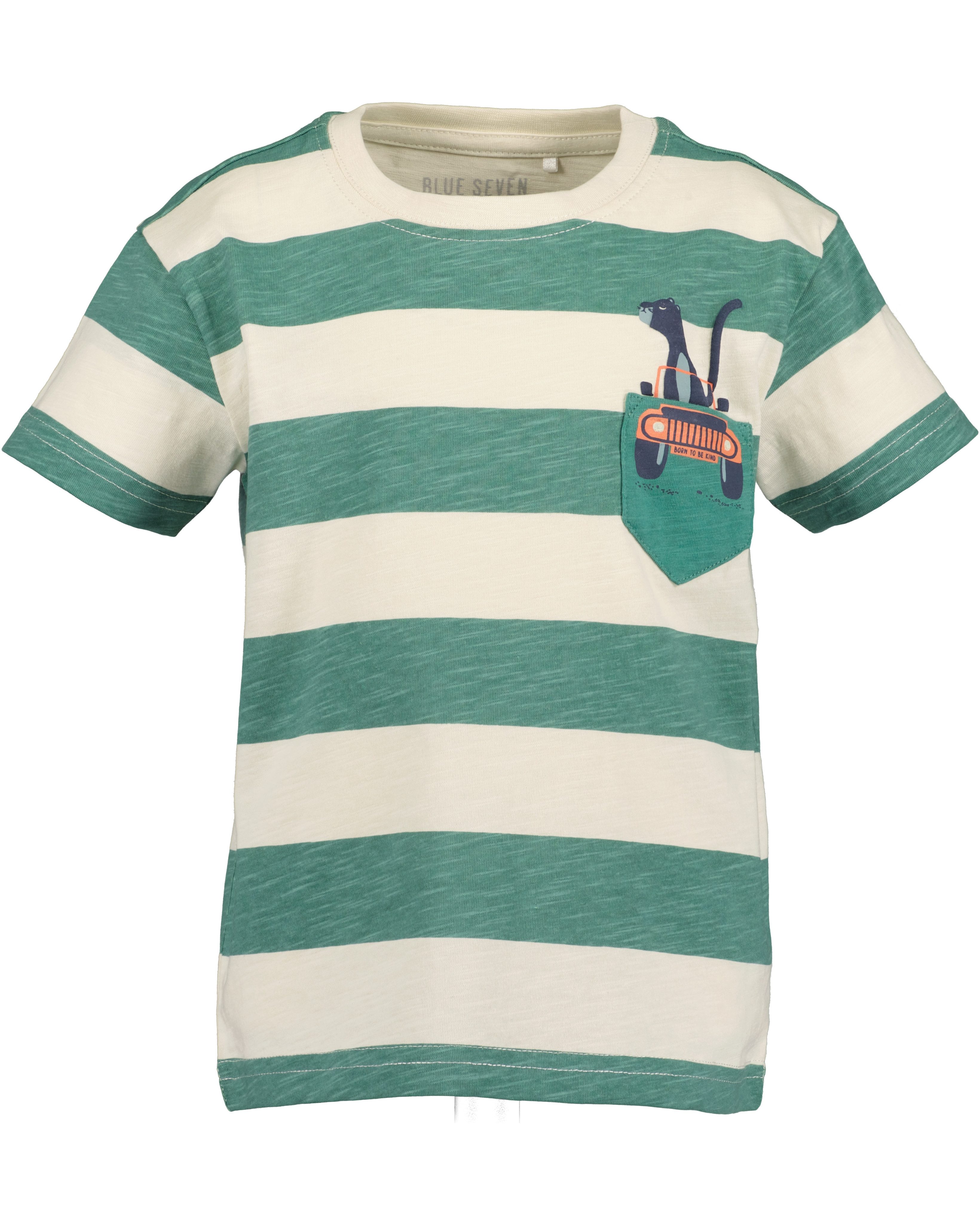 Blue Seven T-Shirt mit Allover-Druck und gestreifter Optik, mit Brusttasche