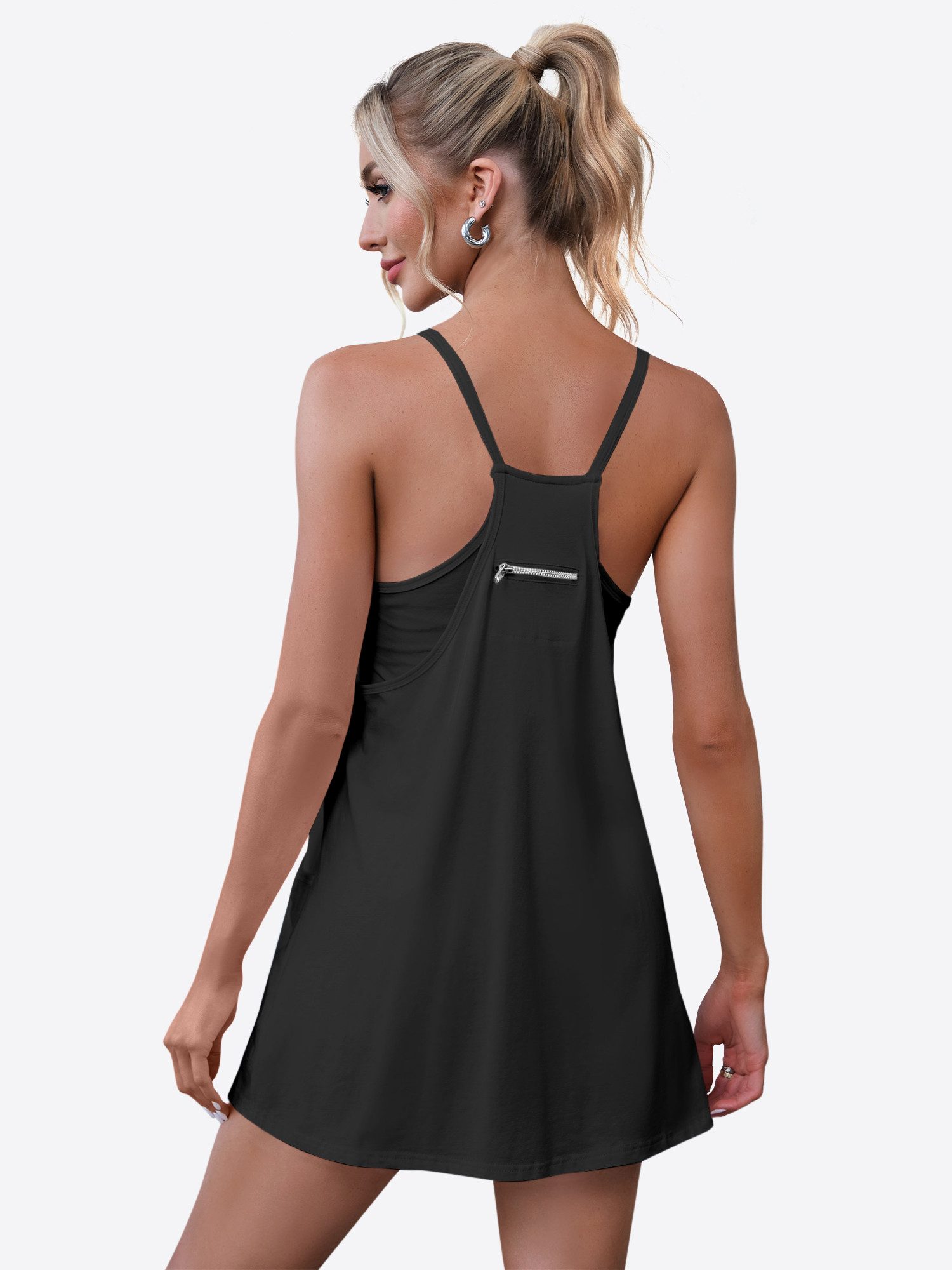 Imily Bela Trägerkleid Damen mit Rundhals Casual Freizeitkleid (Packung, 1-tlg., 1per-Pack) mit Eingrifftaschen in Unifarbe