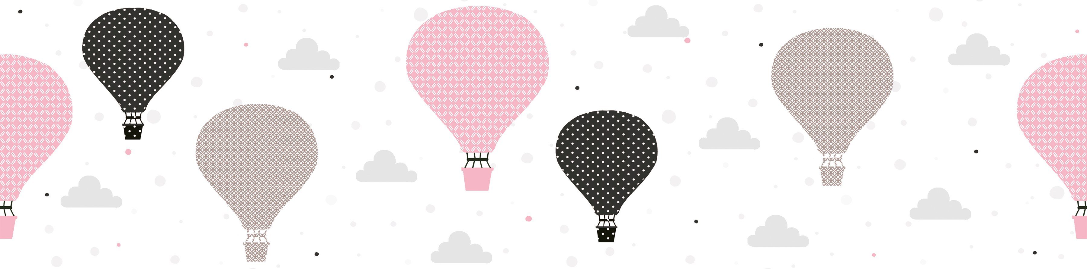 A.S. Création Bordüre Cloud Balloons, glatt, Motiv, abstrakt, naturalistisch, Heißluftballon Bordüre Tapete Kinder Borte modern Design Kinderzimmer