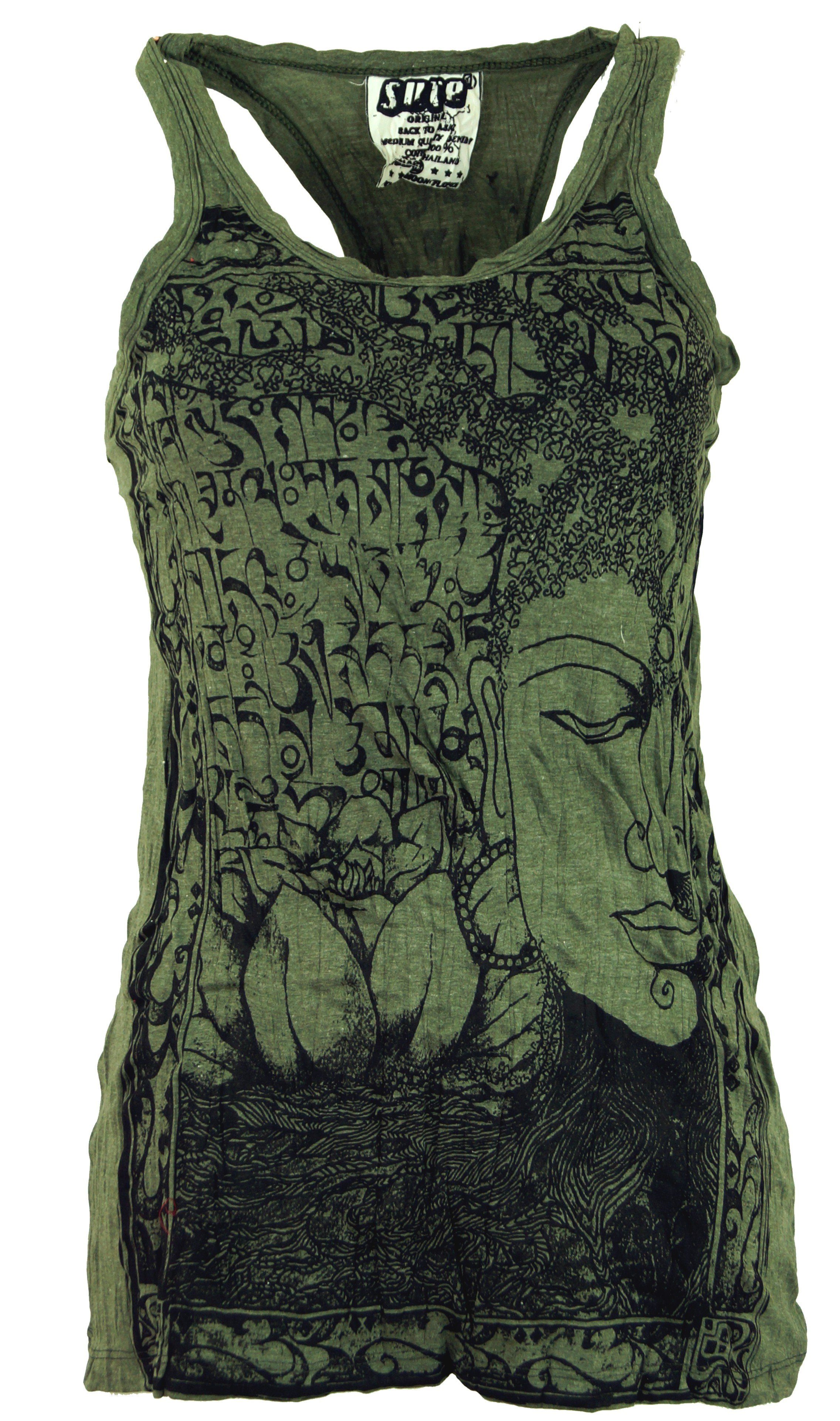 Buddha Goa Sure Tank - Guru-Shop Festival, T-Shirt alternative Top olive Bekleidung Style,