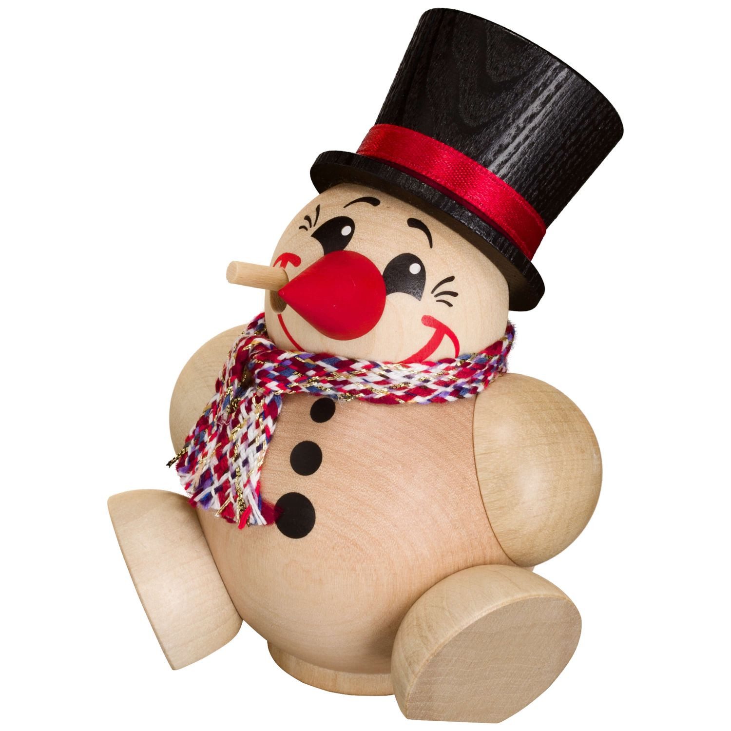 Seiffener Volkskunst Räuchermännchen Kugelräucherfigur Cool-Man mit Schal, 11 cm, aus dem Erzgebirge