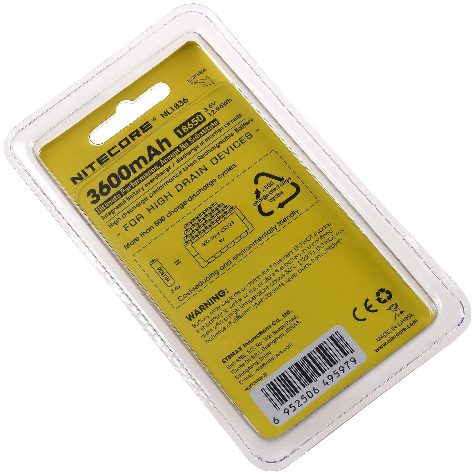 Nitecore Li-Ion Akku Typ 18650 3600mAh NL1836 Akku 3600 mAh (3.7 V)