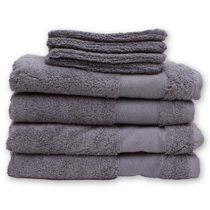EASYmaxx Handtuch Set Baumwolle (8-tlg) DESCAMPS Handtuch 8-teiliges Set grau