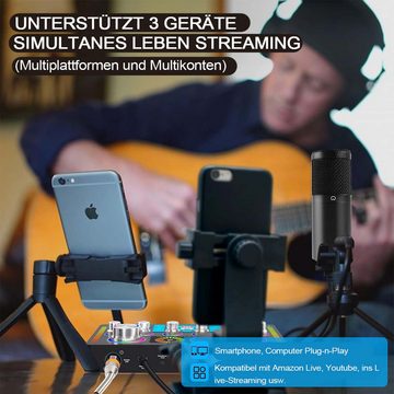 DOPWii DJ Controller Podcast-Aufnahmestudio-Ausstattungsset, integrierte H9-Soundkarte, 48-V-Phantomspeisung, Bluetooth für PCs und Smartphones