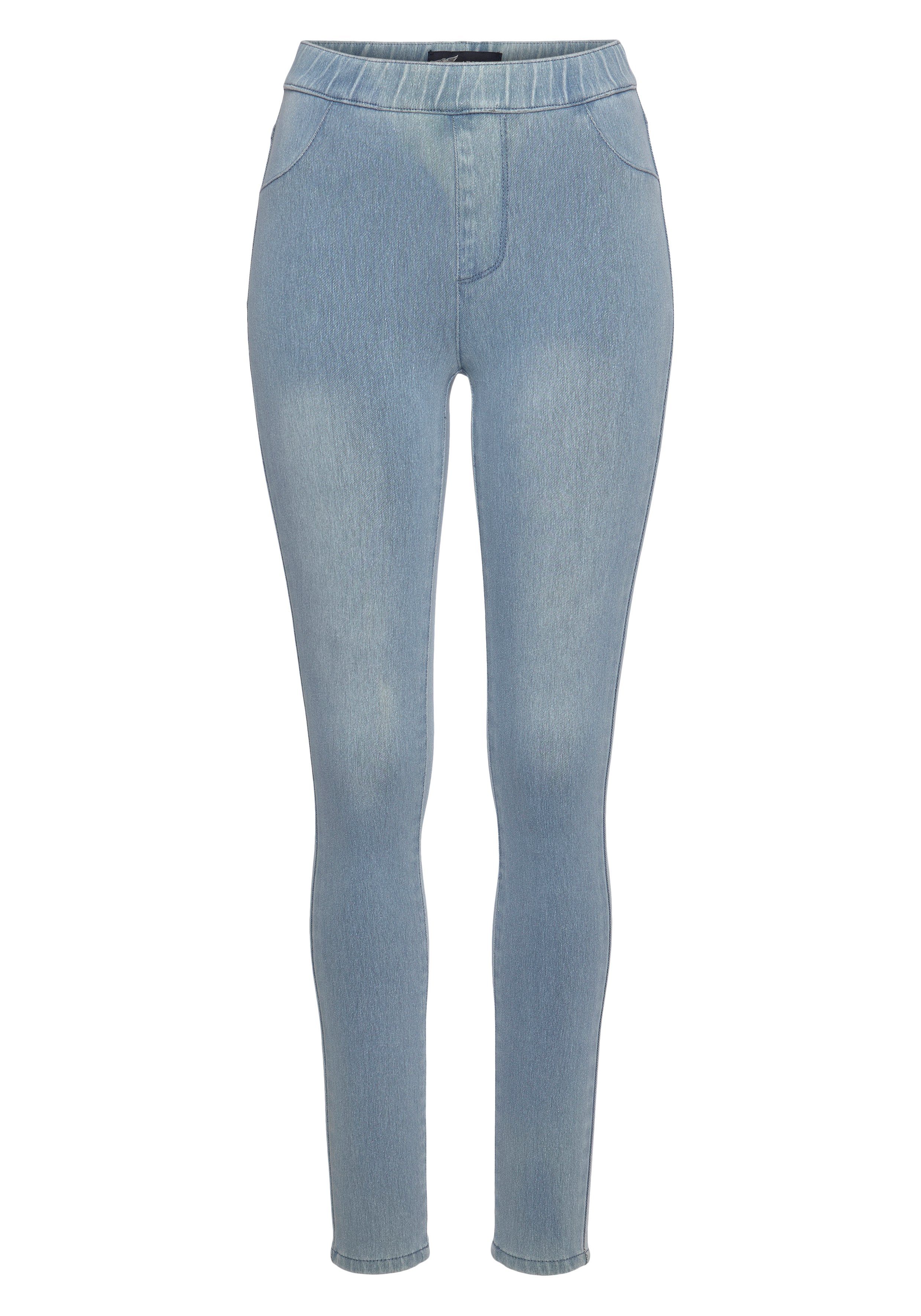 Arizona Jogg Pants High Waist extra-eng geschnitten, knöchellange Beinform, hoher Bund. Reduzierter Preis € 25,99. Unverbindliche Preisempfehlung € 29,99