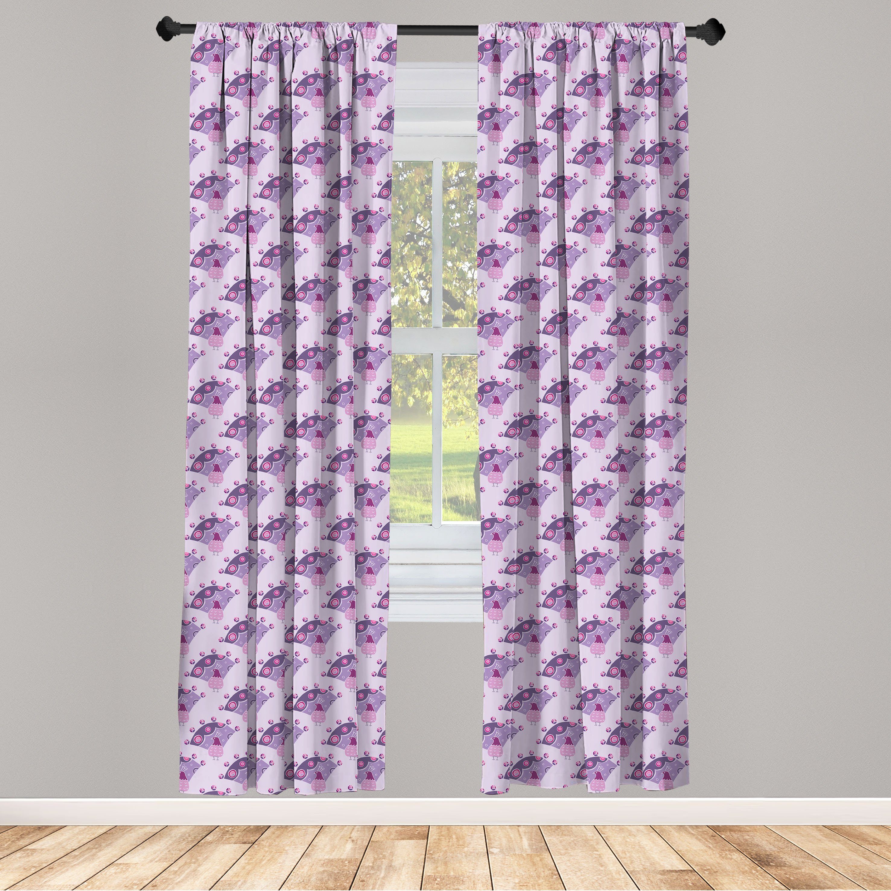Gardine Vorhang für Wohnzimmer Schlafzimmer Dekor, Abakuhaus, Microfaser, Vogel Lustige Exotische Pfau-Muster