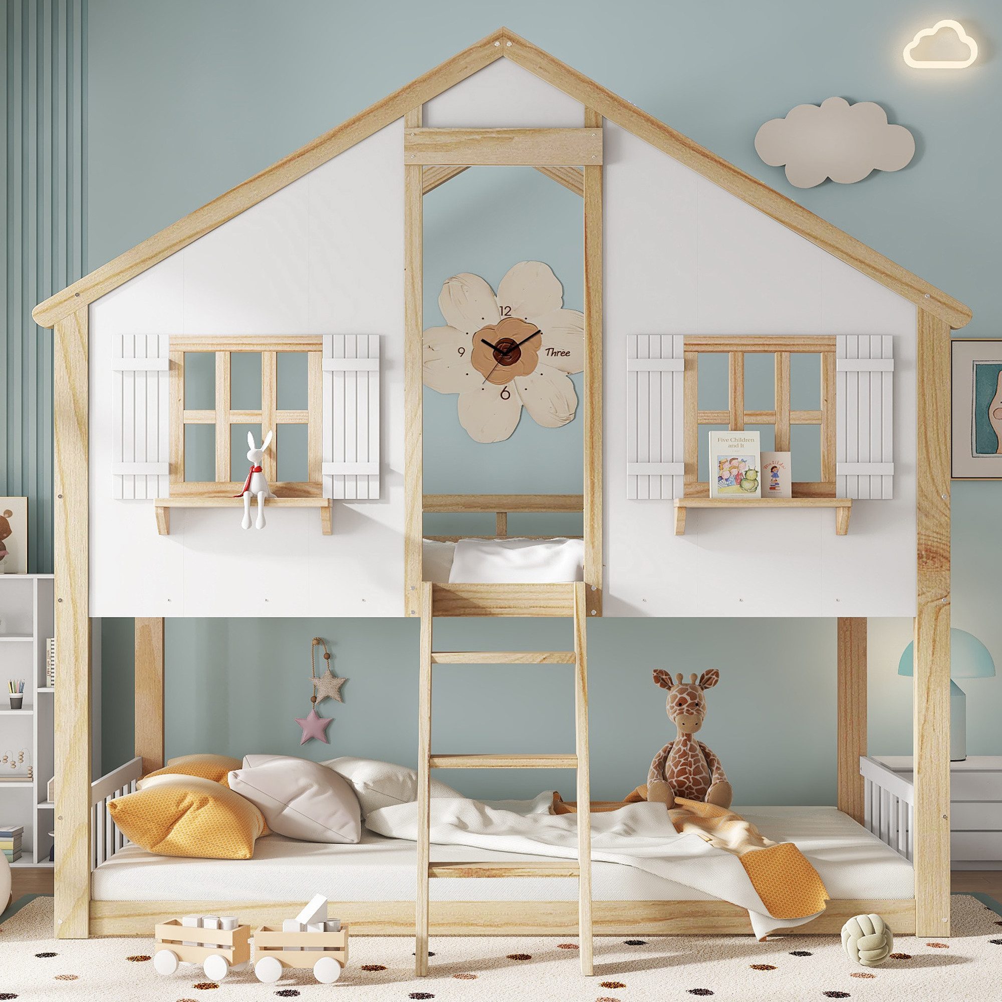 Flieks Etagenbett, Kinderbett Hausbett 90x200cm mit günstig online kaufen