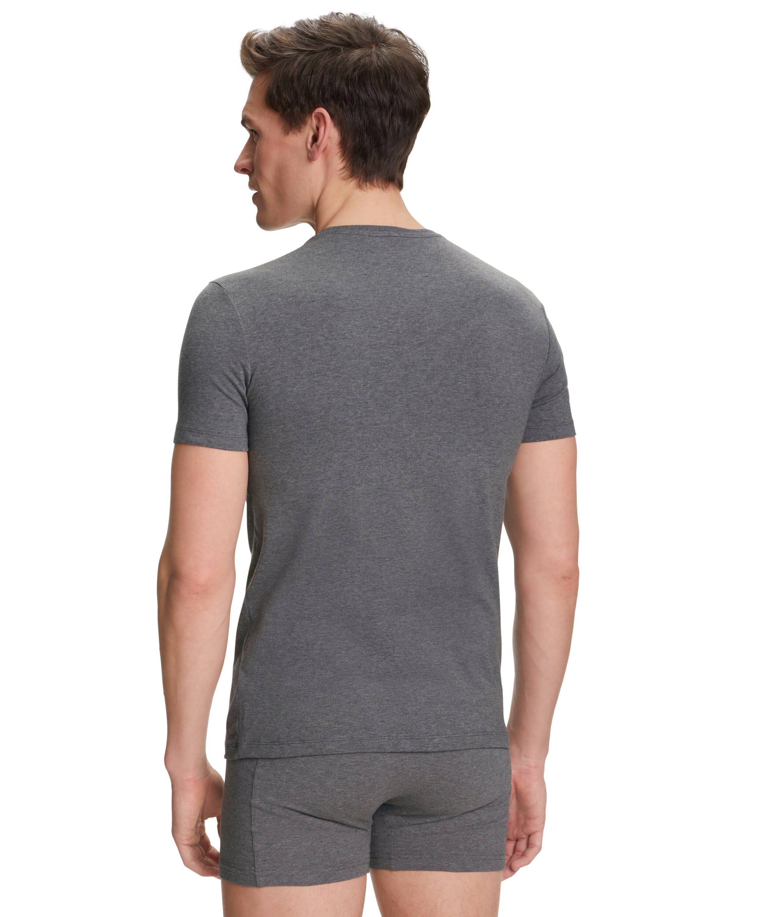 FALKE Unterziehshirt 2-Pack (2-St) mit Elasthan grey Softe (3278) Baumwolle -heather dark