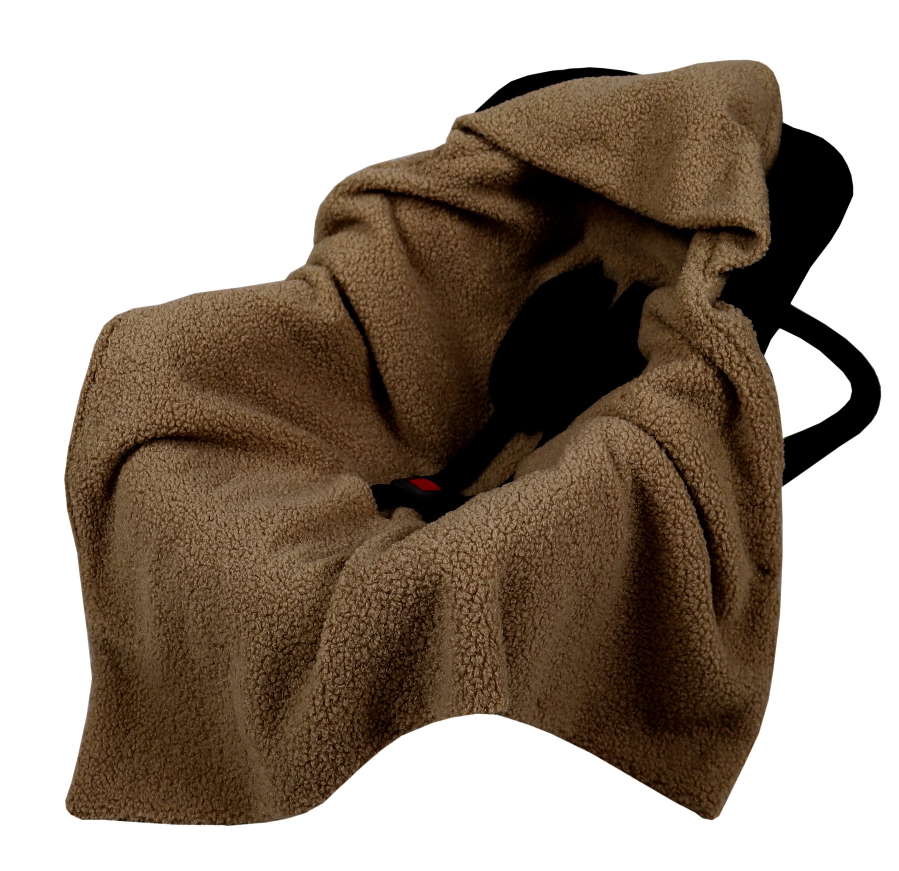 BabyLux Babyschale Warme Einschlagdecke Bouclé 80x80 cm für Autositz Decke 0+, Bouclé - Braun - 80x80cm