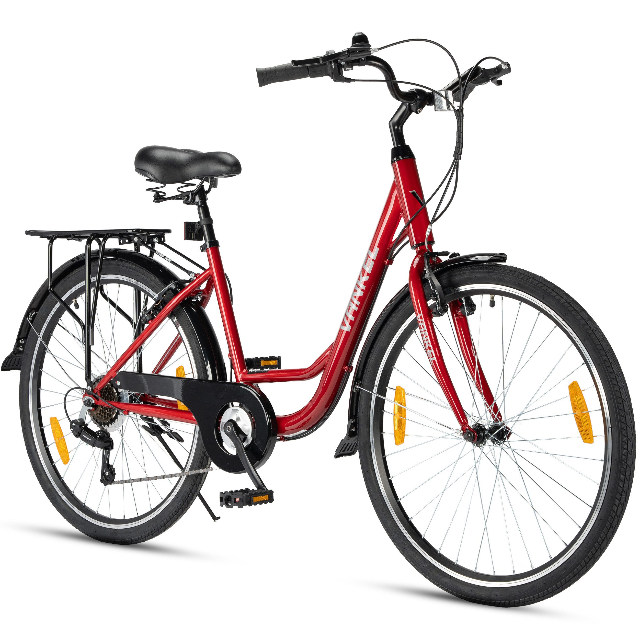 Vankel Mountainbike 26 Zoll, Fahrrad, 7-Gang, Kettenschaltung, V-Brakes, 7 Gang, Kettenschaltung, Ab 14 Jahren, Gepäckträger, Schutzbleche, Alltag, Schule