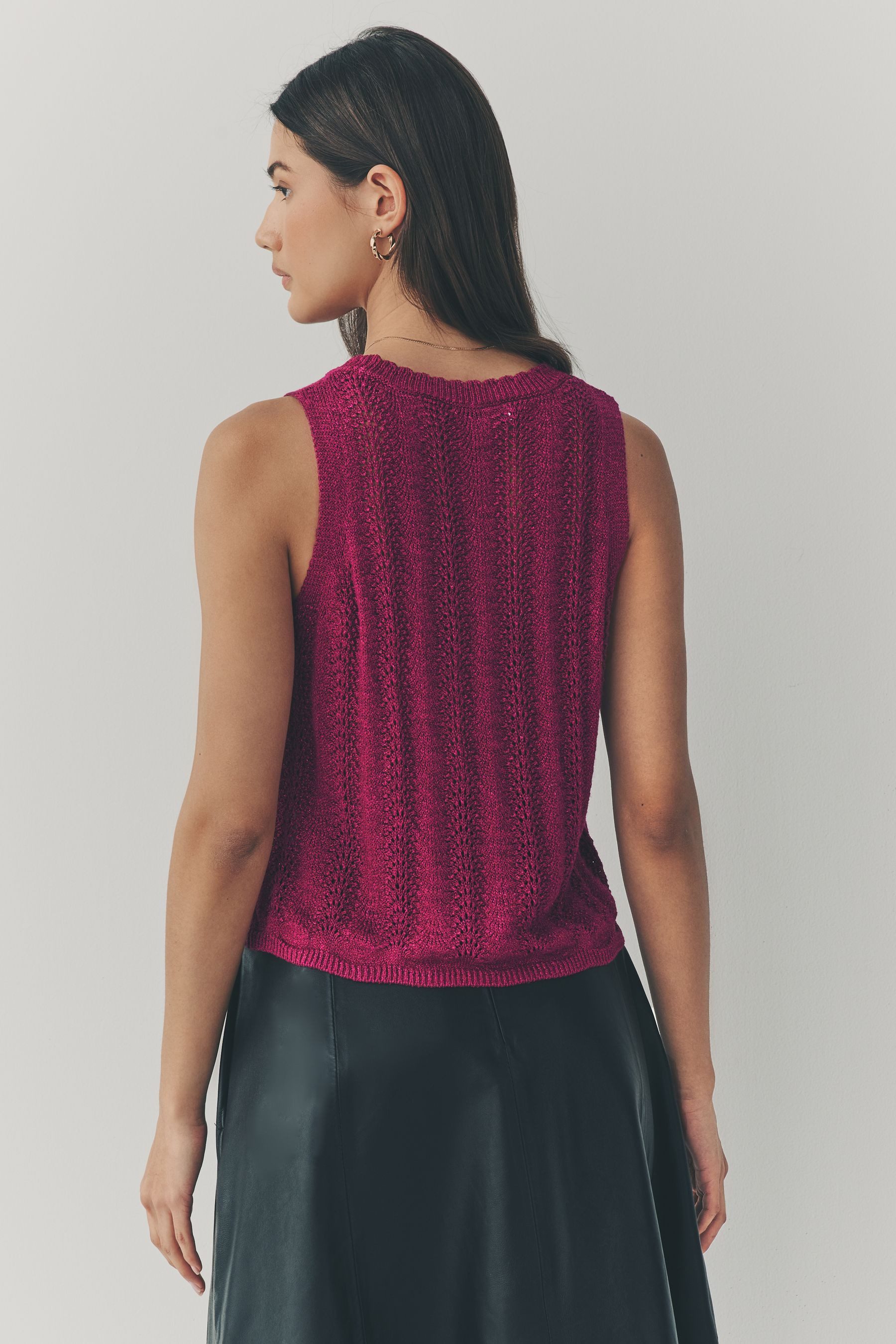 Next Stricktop Glitzerndes Tanktop mit Ziernähten günstig online kaufen